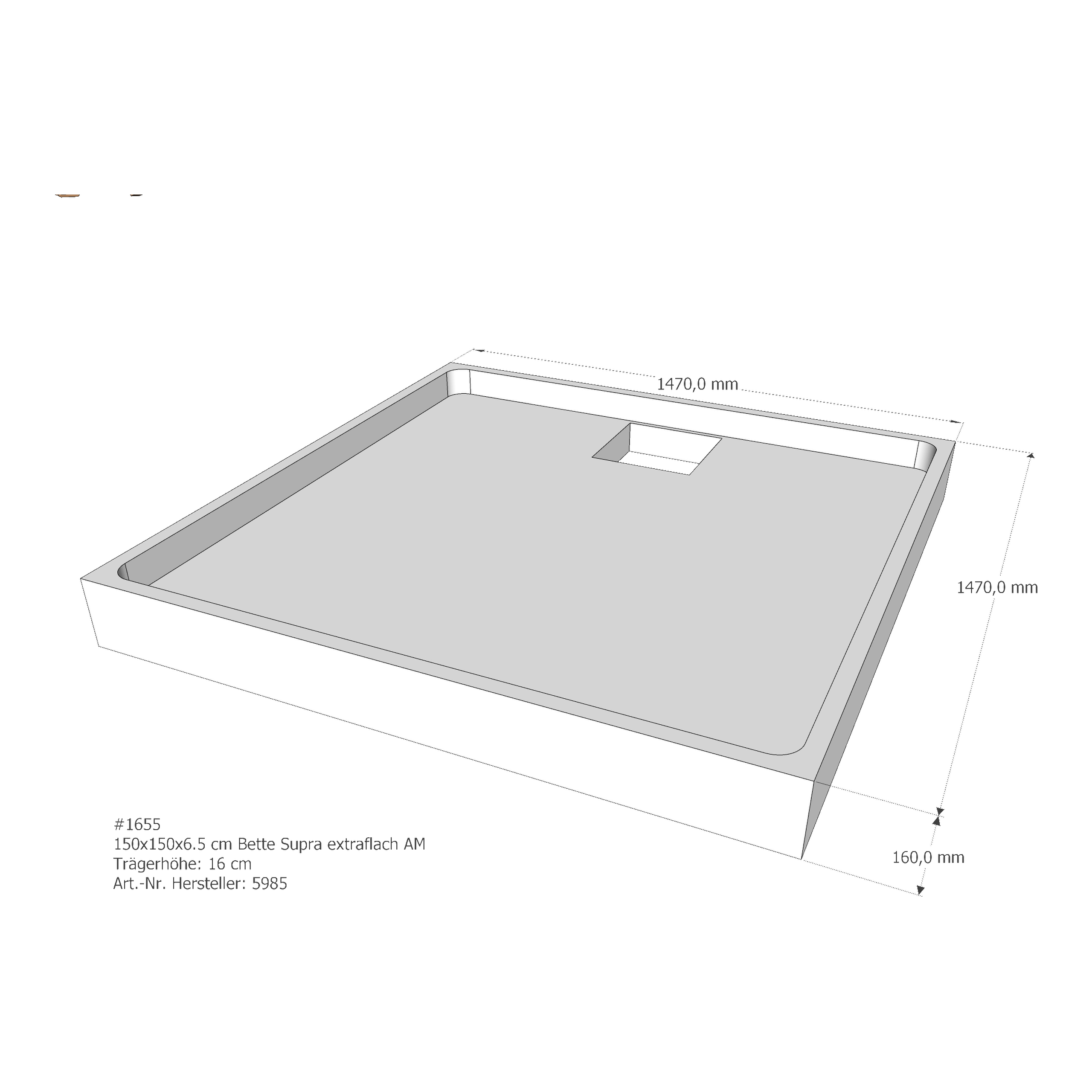 Duschwannenträger für Bette Supra (extraflach) 150 × 150 × 6,5 cm Duschwannenträger für Bette Supra (extraflach) 150 × 150 × 6,5 cm