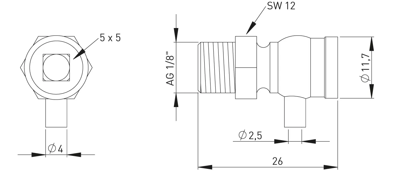 ASW HG-TEC Zubehör Heizung Entlüftungsventil MS vernickelt 1/8" mit Schlüsselbetätigung