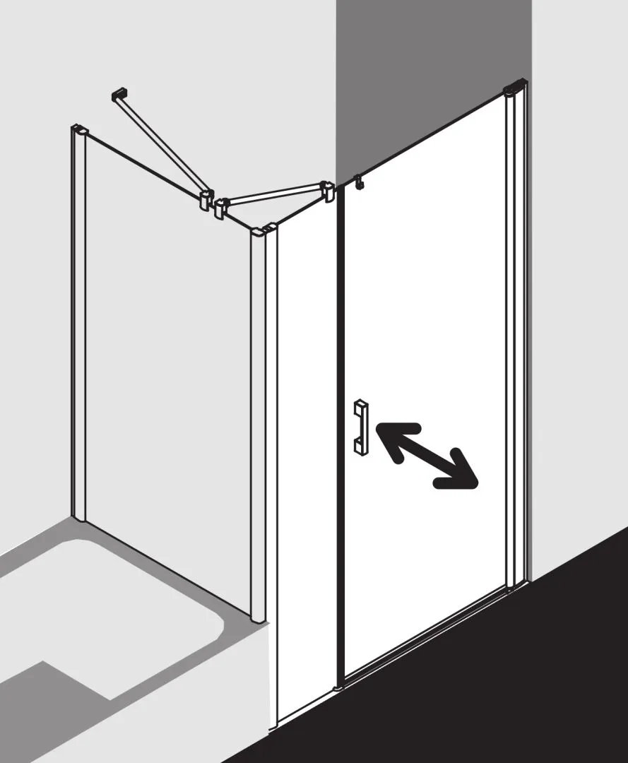 Kermi Duschtür Pendeltür 1-flügelig und Festfeld links für Nische und Ecke „PEGA“ Glas SR Arena C, Profile Silber Hochglanz, BV: 1190 - 1240 mm GAK: 1190 - 1215 mm WE: 1190 - 1240 mm H: 1850 mm Kermi Duschtür Pendeltür 1-flügelig und Festfeld links für Nische und Ecke „PEGA“ Glas SR Arena C, Profile Silber Hochglanz, BV: 1190 - 1240 mm GAK: 1190 - 1215 mm WE: 1190 - 1240 mm H: 1850 mm