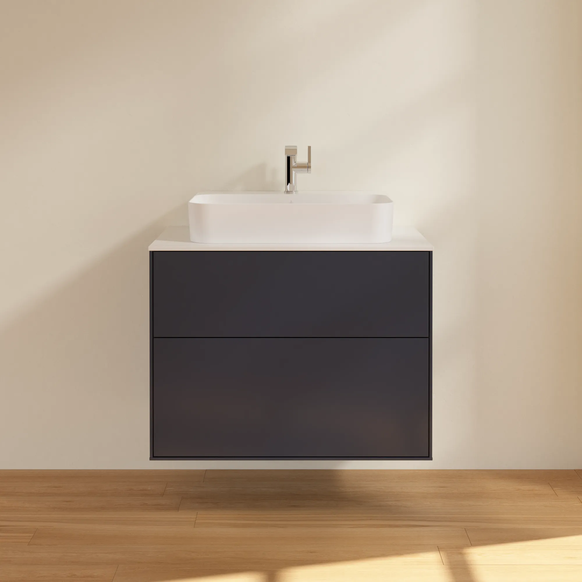 Villeroy & Boch Waschtischunterschrank „Finion“ für Schrankwaschtisch 800 × 603 × 501 mm Midnight Blue Matt Lacquer, für Becken mittig Villeroy & Boch Waschtischunterschrank „Finion“ für Schrankwaschtisch 800 × 603 × 501 mm Midnight Blue Matt Lacquer, für Becken mittig