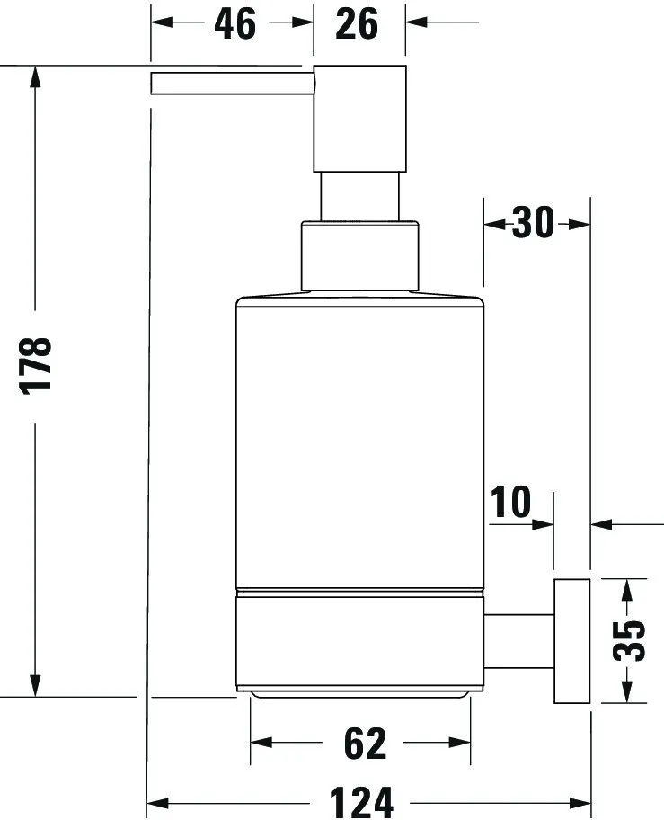 Seifenspender Karree für Wandmontage, Glas matt, chrom