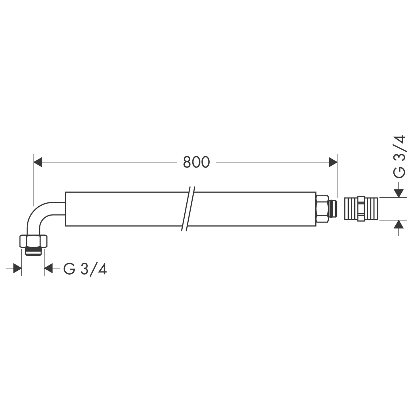 Anschlussschlauch Axor flexibel 800mm mit Winkelstück Anschlussschlauch Axor flexibel 800mm mit Winkelstück
