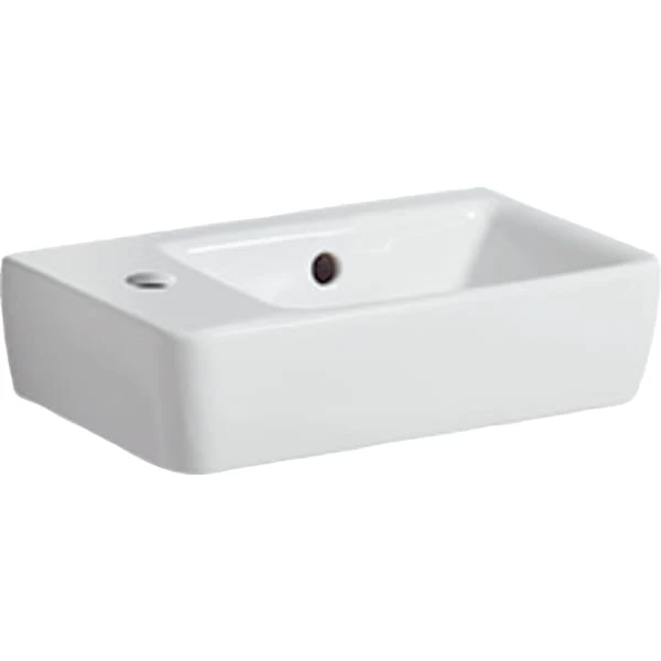 Wandwaschtisch mit Ablagefläche „Renova Compact“, rechteckig, mit Überlauf, Hahnlochposition links 40 × 25 cm Wandwaschtisch mit Ablagefläche „Renova Compact“, rechteckig, mit Überlauf, Hahnlochposition links 40 × 25 cm