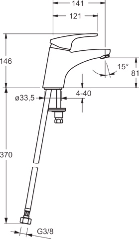 HA Einhebelmischer Waschtischbatterie HANSAMIX 0108 Ausladung 141 mm DN15 Chrom