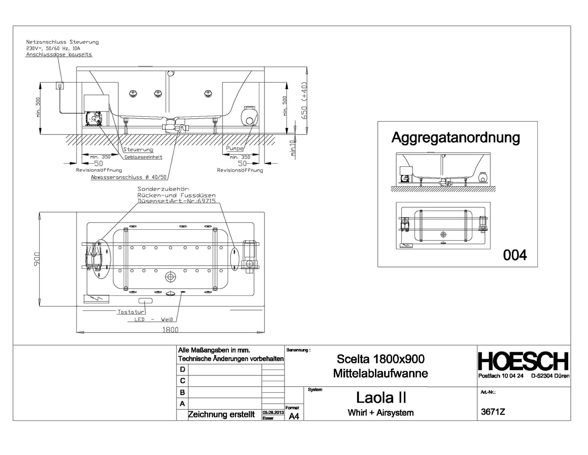 Hoesch Whirlwanne „Scelta“ mit Whirlsystem „Laola II“ rechteck 180 × 90 cm in Weiß Hoesch Whirlwanne „Scelta“ mit Whirlsystem „Laola II“ rechteck 180 × 90 cm in Weiß