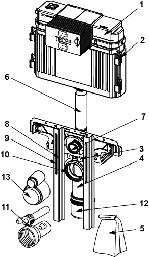 TECEprofil WC-Anschlusseinheit mit Uni-Spülkasten TECEprofil WC-Anschlusseinheit mit Uni-Spülkasten