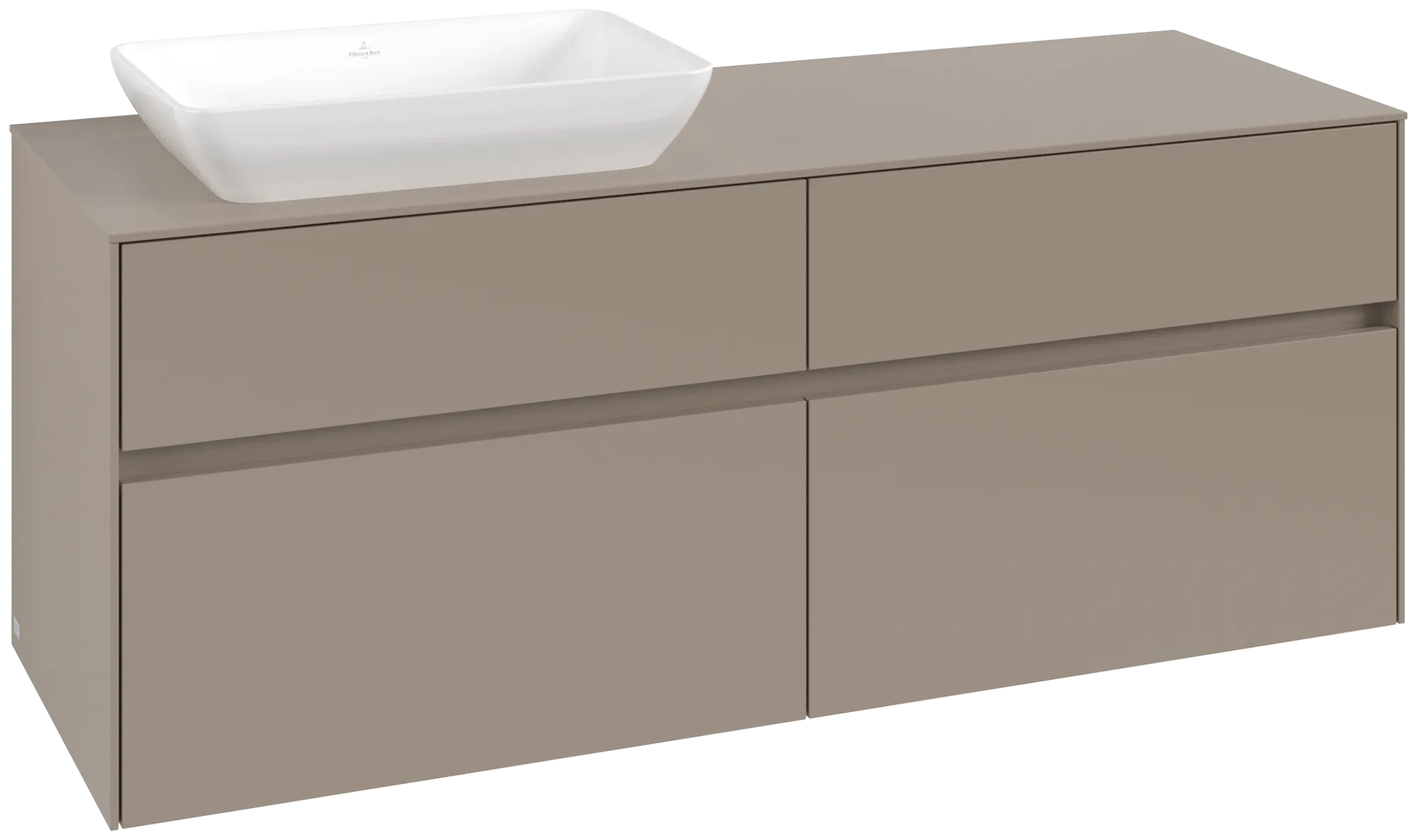 Villeroy & Boch Collaro Waschbeckenunterschrank C11700, 1400 x 548 x 500 mm, links, Taupe