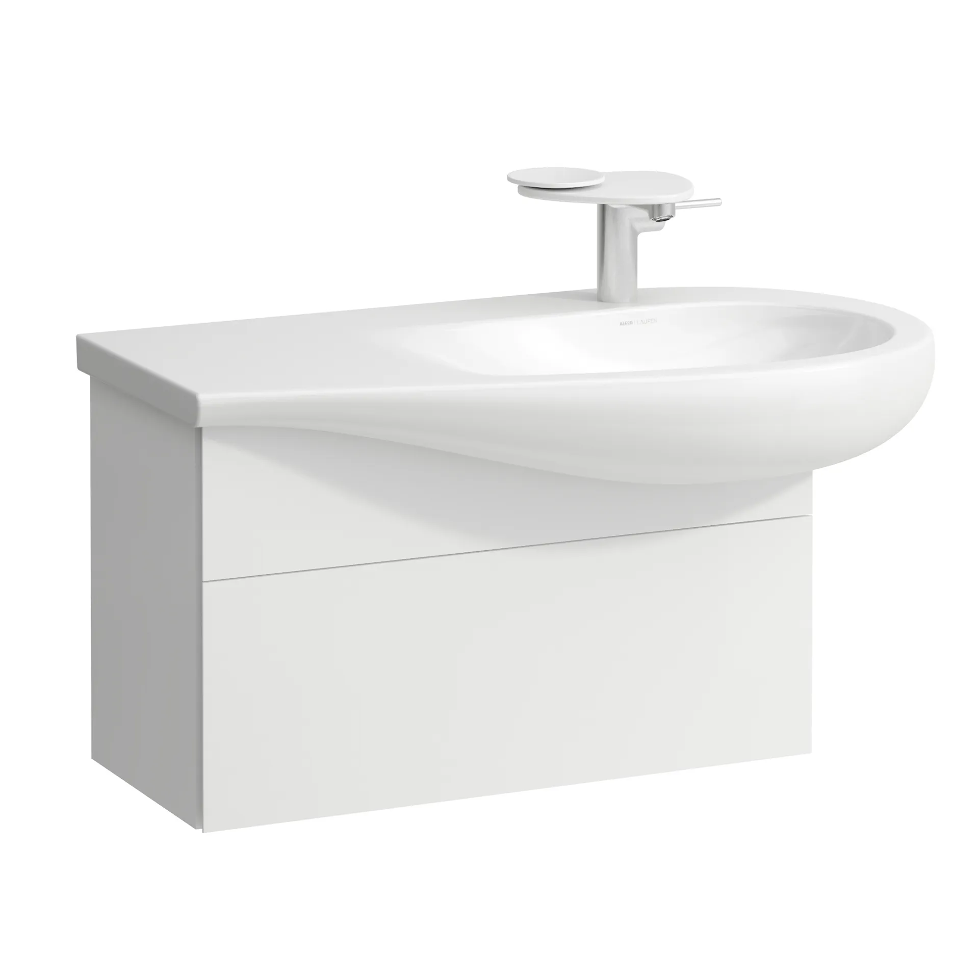 Waschtischunterbau, ILBAGNOALESSI, 321x732x442, 1 Schublade, integrierte, versteckte Griffe seitlich, Vollauszug, Soft-Close, Siphonausschnitt rechts, passend zu Waschtisch H814976, Weiß matt Waschtischunterbau, ILBAGNOALESSI, 321x732x442, 1 Schublade, integrierte, versteckte Griffe seitlich, Vollauszug, Soft-Close, Siphonausschnitt rechts, passend zu Waschtisch H814976, Weiß matt