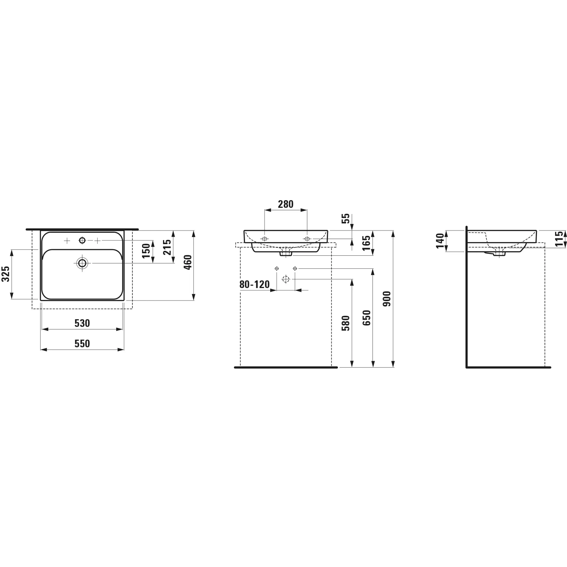 Aufsatzwaschtisch, MEDA, 460x550x165 1 Hahnloch mit Überlauf, weiß Aufsatzwaschtisch, MEDA, 460x550x165 1 Hahnloch mit Überlauf, weiß