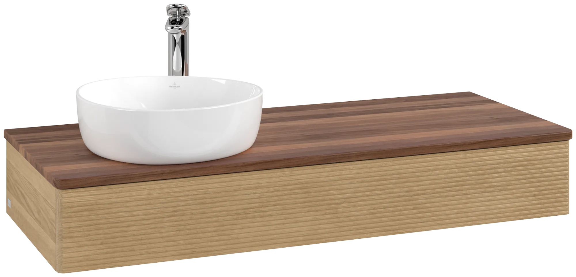 Villeroy & Boch Waschtischunterschrank „Antao“ 1200 × 190 × 500 mm Honey Oak, für Becken links, mit Beleuchtung