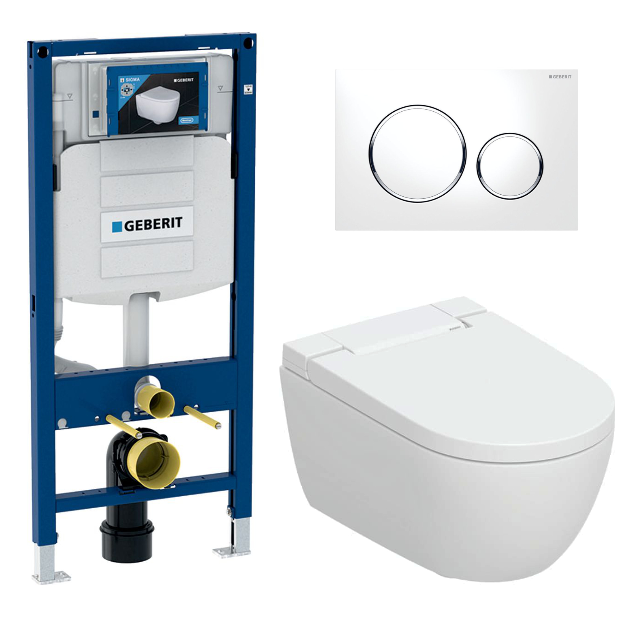 Set-Dusch-WC Geberit AquaClean Alba Komplettanlage mit mit Geberit Betätigungsplatte Sigma20 Geberit und Vorwandelement