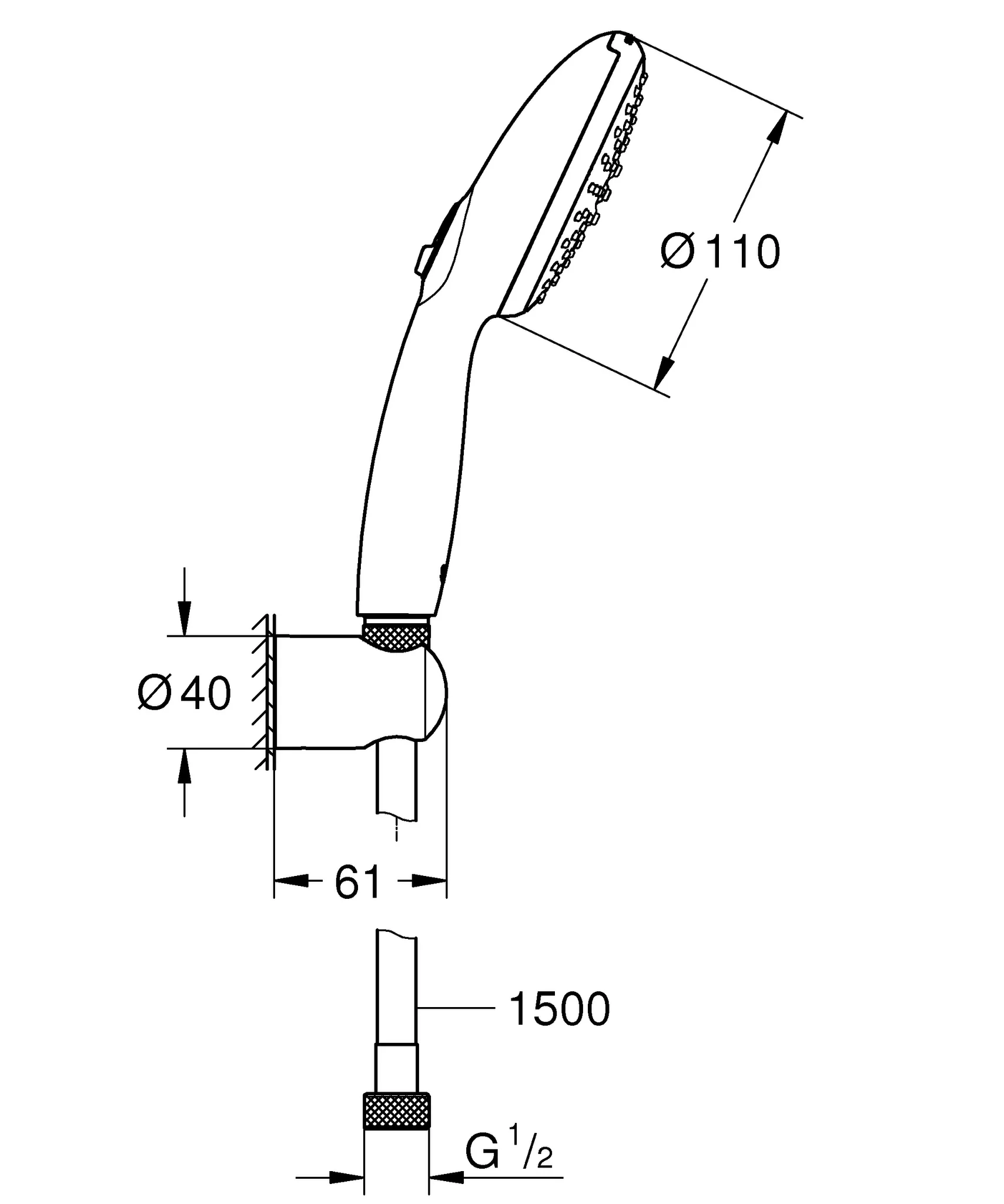 Wandhalterset Tempesta 110 27803_3, Handbrause Tempesta 110, 2 Strahlarten: Rain/Jet, Handbrausehalter, Relexaflex-Brauseschlauch 1.500mm, Water Saving Plus, maximaler Durchfluss (bei 3 bar): 5.6 l/min, chrom Wandhalterset Tempesta 110 27803_3, Handbrause Tempesta 110, 2 Strahlarten: Rain/Jet, Handbrausehalter, Relexaflex-Brauseschlauch 1.500mm, Water Saving Plus, maximaler Durchfluss (bei 3 bar): 5.6 l/min, chrom