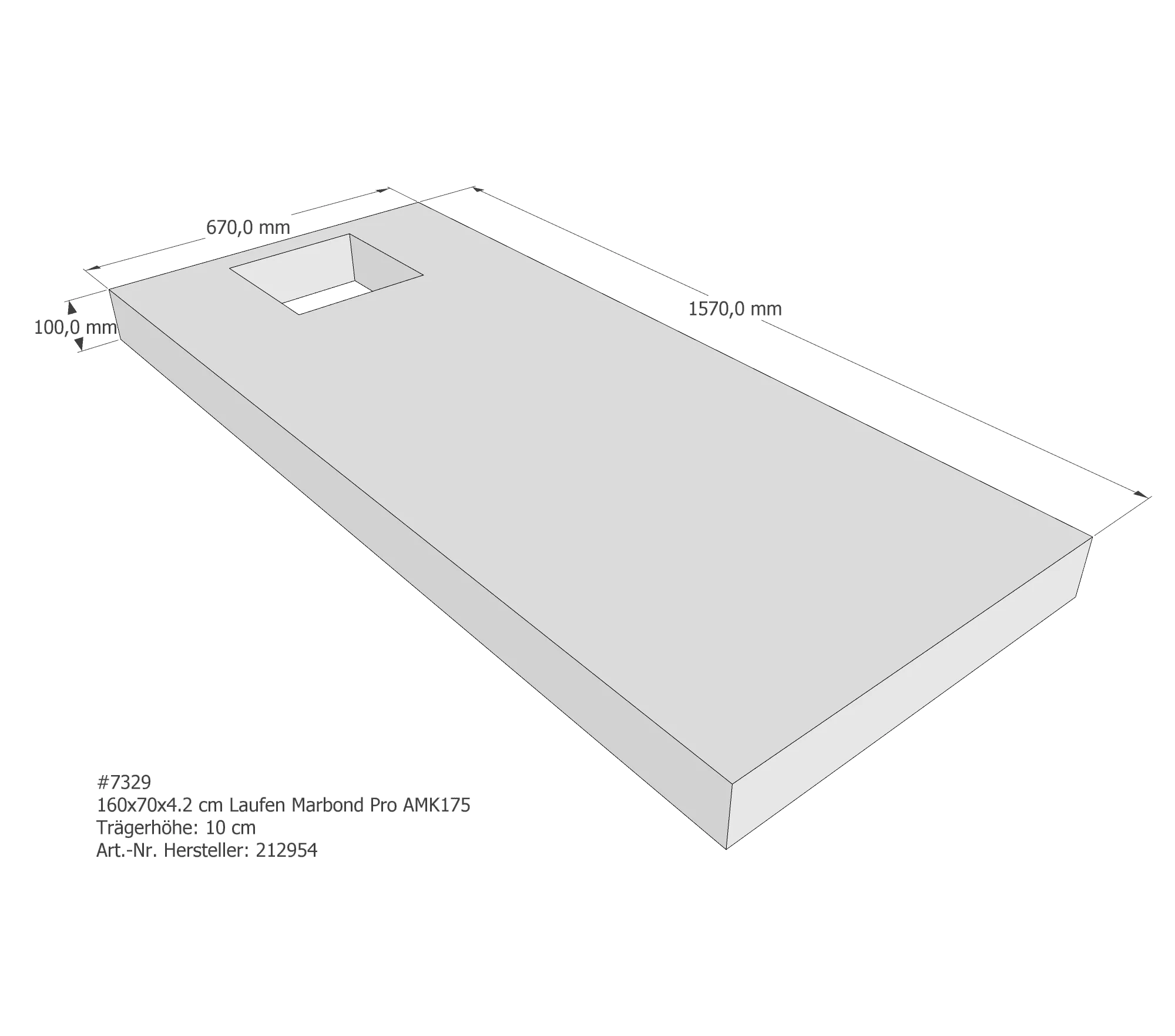 Duschwannenträger passend für Laufen Marbond_Pro 160 × 70 × 4,2 cm