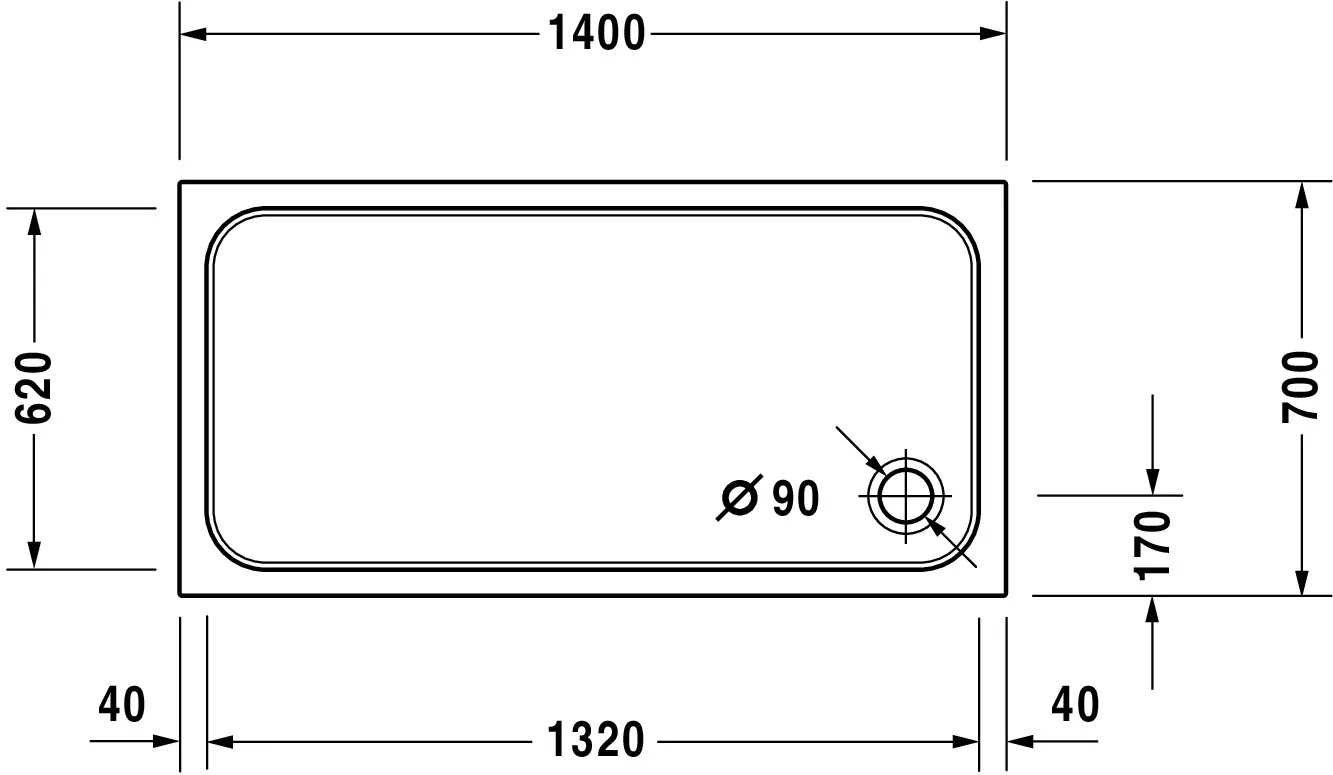 Duravit rechteck Duschwanne „D-Code“ 140 × 70 cm 