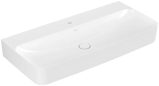 Villeroy & Boch Wandwaschtisch aus TitanCeram geschliffen „Finion“ 1000 × 470 × 165 mm, mit Hahnlochbohrung, Hahnlochposition mittig in Weiß Alpin, mit CeramicPlus Villeroy & Boch Wandwaschtisch aus TitanCeram geschliffen „Finion“ 1000 × 470 × 165 mm, mit Hahnlochbohrung, Hahnlochposition mittig in Weiß Alpin, mit CeramicPlus