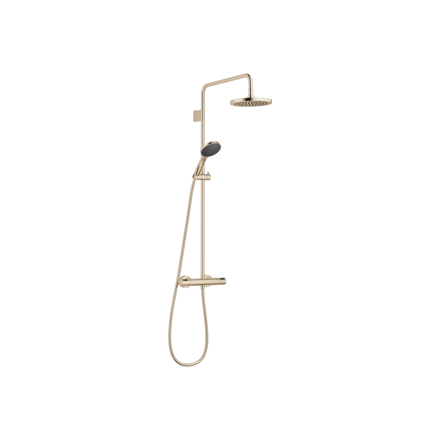 Dornbracht Showerpipe SERIENSPEZIFISCH mit Brause-Thermostat, Light Gold gebürstet PVD, 220 mm Regenbrause, 1750 mm Brauseschlauch