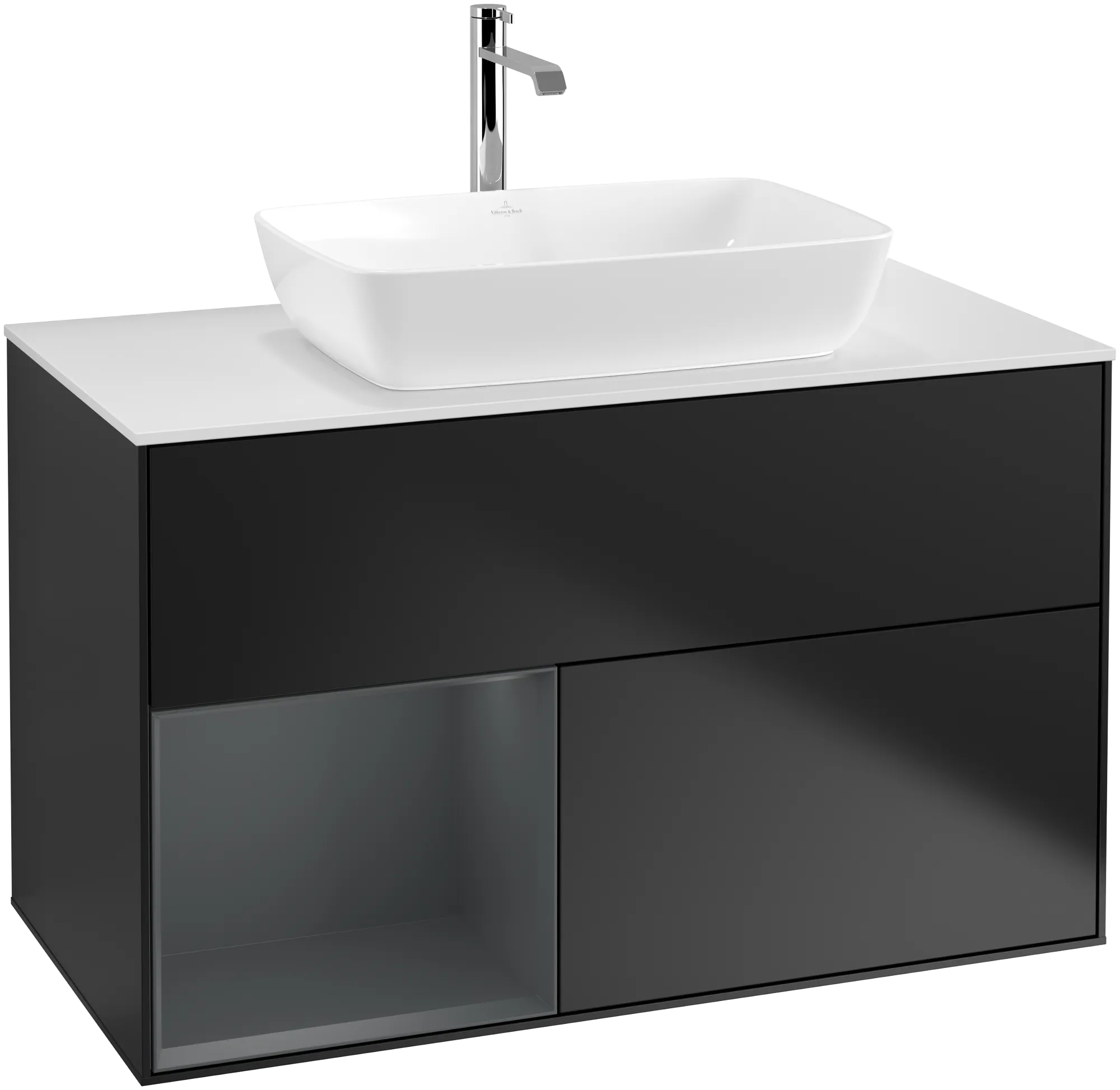 Villeroy & Boch Waschbeckenunterschrank Finion F77, 1000x603x501 mm, Black Matt Lacquer / Midnight Blue Matt Lacquer, mit Beleuchtung und SoftClosing Villeroy & Boch Waschbeckenunterschrank Finion F77, 1000x603x501 mm, Black Matt Lacquer / Midnight Blue Matt Lacquer, mit Beleuchtung und SoftClosing