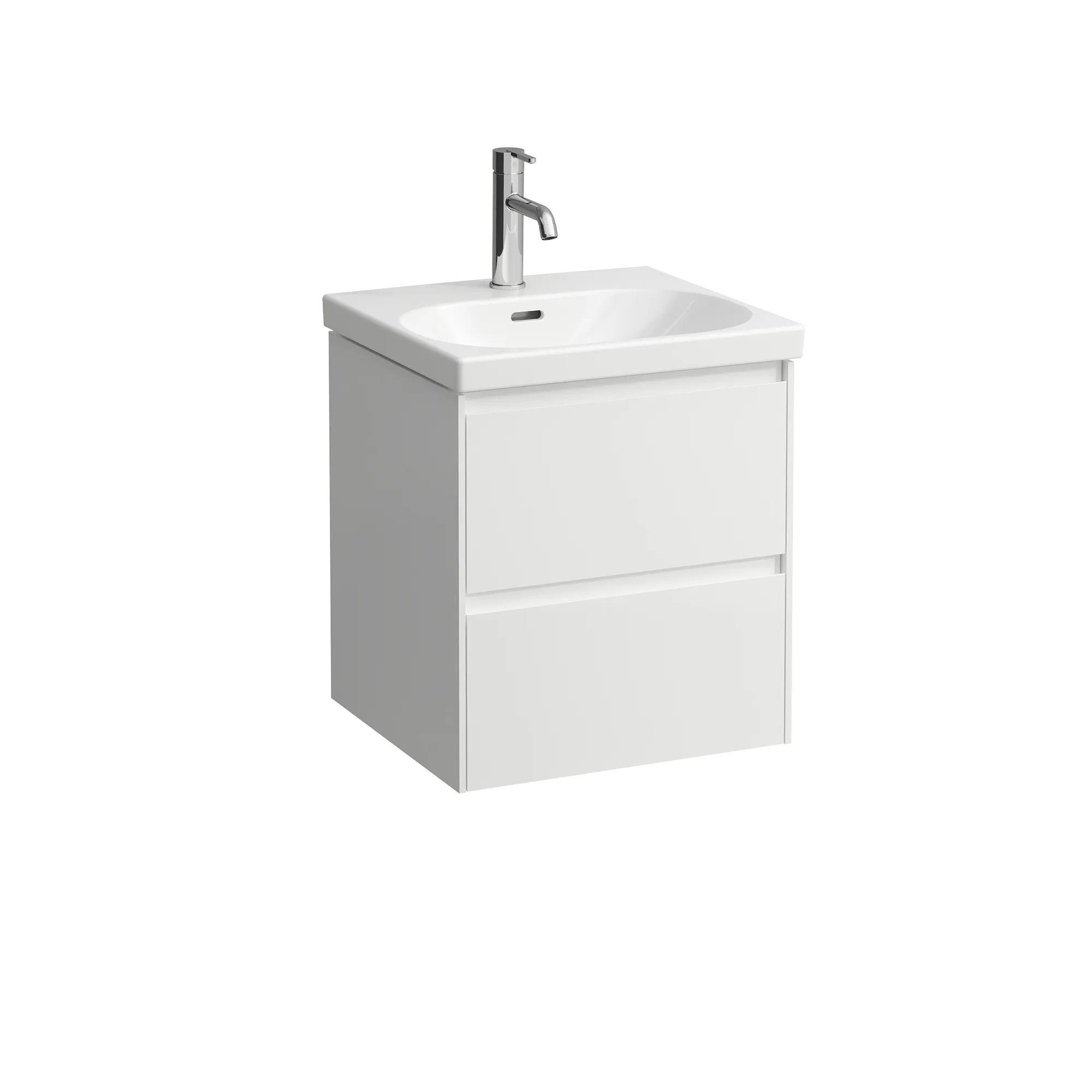Waschtischunterbau LANI 442x482x515 mit 2 Schubladen integrierter Griffleiste Vollauszug und Soft-Close für Waschtisch LUA H810081 weiß matt Waschtischunterbau LANI 442x482x515 mit 2 Schubladen integrierter Griffleiste Vollauszug und Soft-Close für Waschtisch LUA H810081 weiß matt