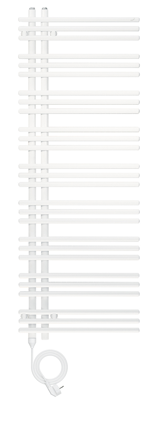 Zehnder Design-Handtuchwärmer „Yucca Asym“ 37,8 × 130,4 cm in Verkehrsweiß (RAL 9016, glänzend)