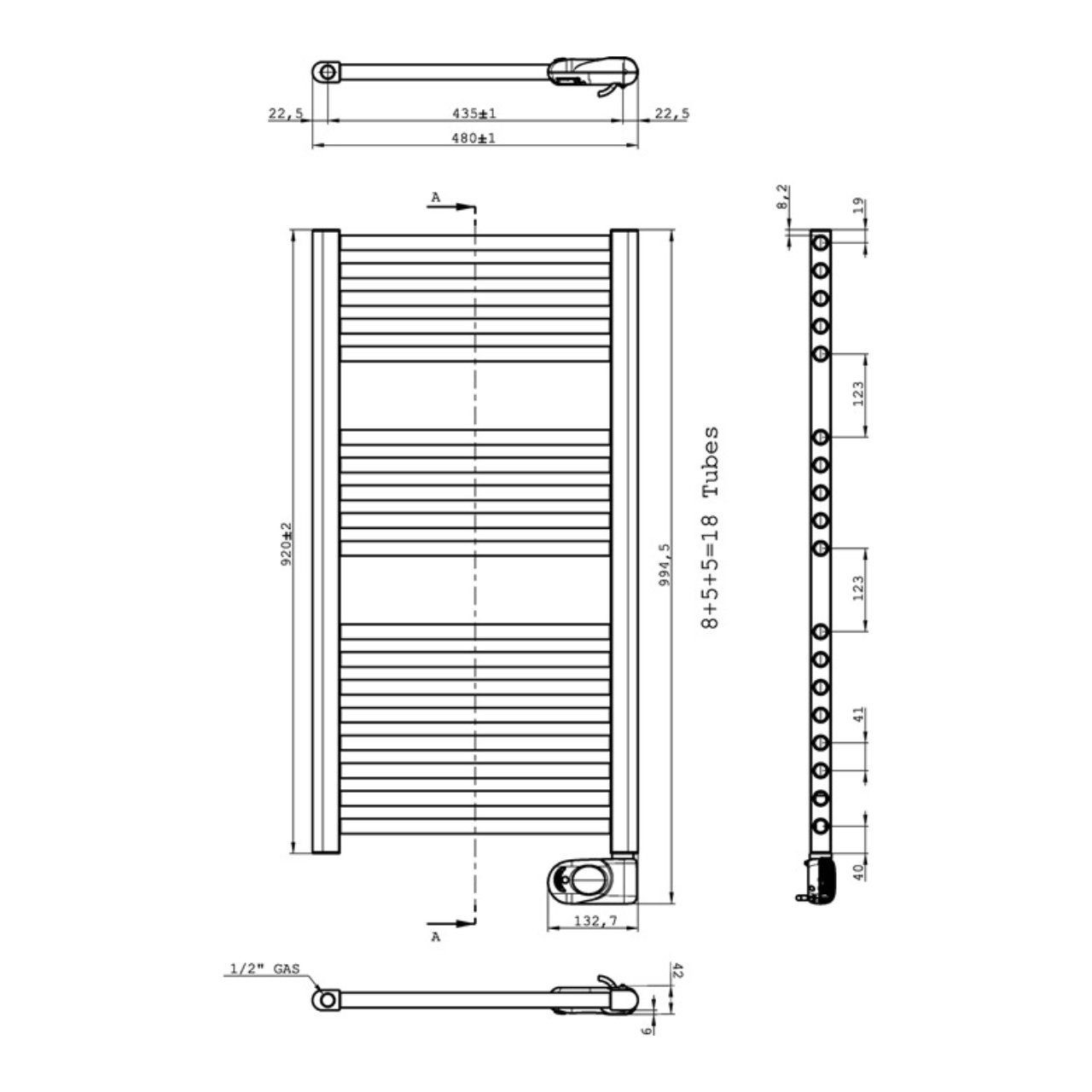 Badundu Design-Elektroheizkörper 48 × 92 cm Badundu Design-Elektroheizkörper 48 × 92 cm