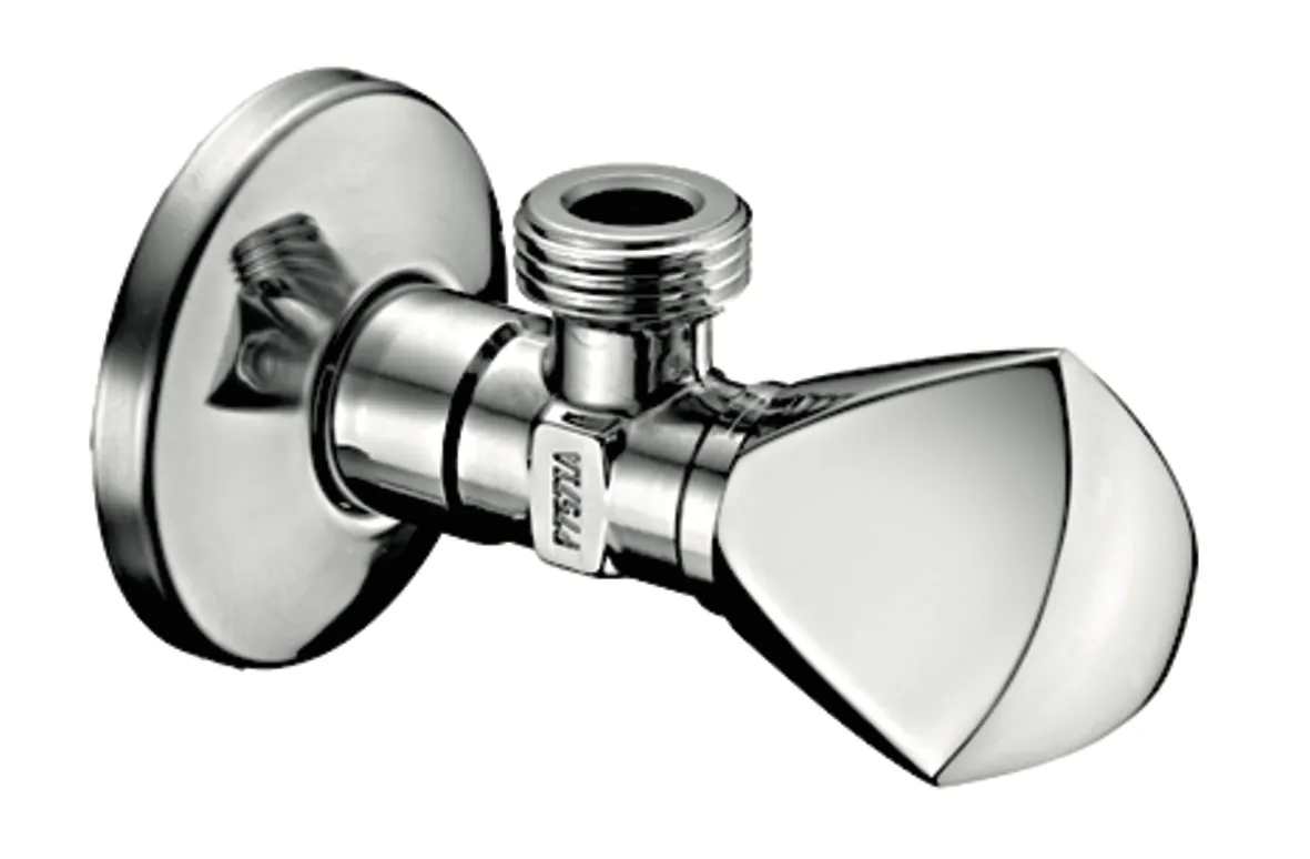 Eckventil mit Regulierfunktion, Dreikanthaubengriff, Schubrosette Ø 54 mm, DN 15 G 1/2 AG, DN 15 G 1/2 AG, chrom