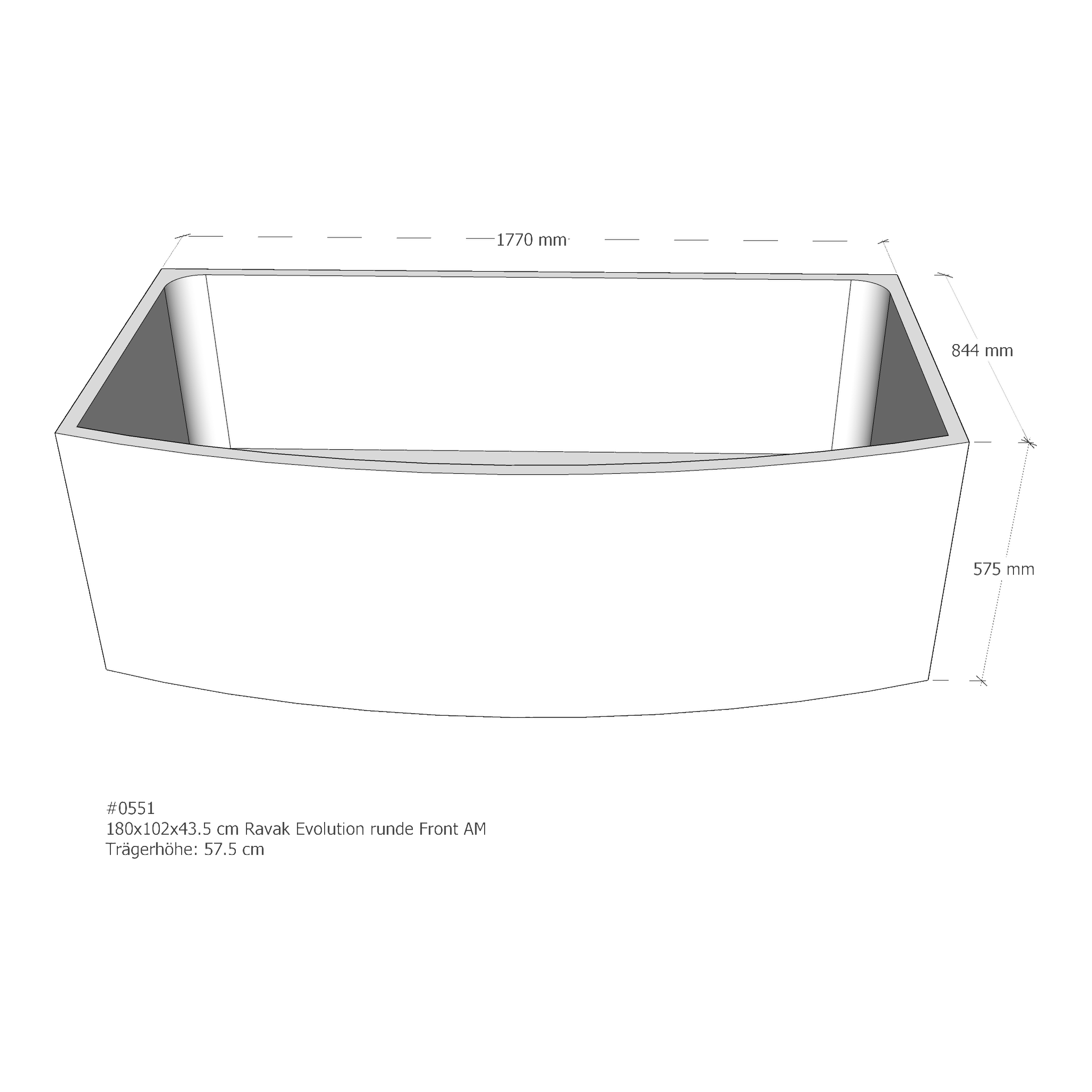 Badewannenträger für Ravak Evolution 180 × 102 × 43,5 cm