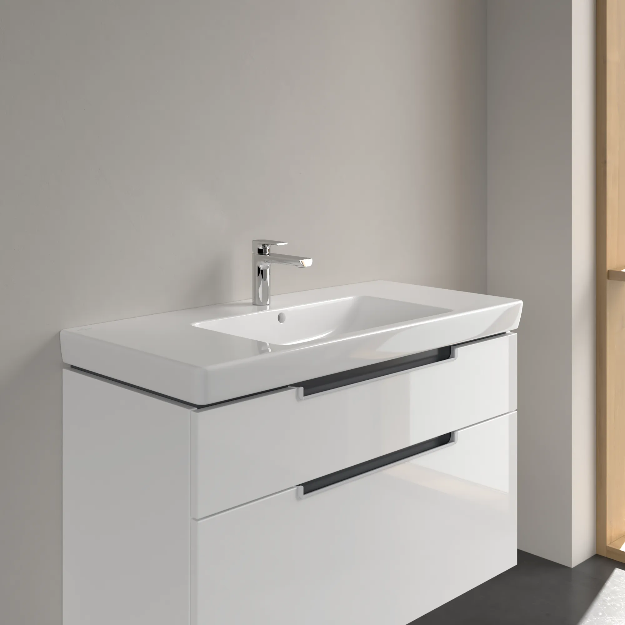 Villeroy & Boch Wandwaschtisch „Subway 2.0“ 1000 × 480 × 180 mm, für Becken mittig, mit Hahnlochbohrung, Hahnlochposition mittig, mit Hahnlochbank in Weiß Alpin Villeroy & Boch Wandwaschtisch „Subway 2.0“ 1000 × 480 × 180 mm, für Becken mittig, mit Hahnlochbohrung, Hahnlochposition mittig, mit Hahnlochbank in Weiß Alpin