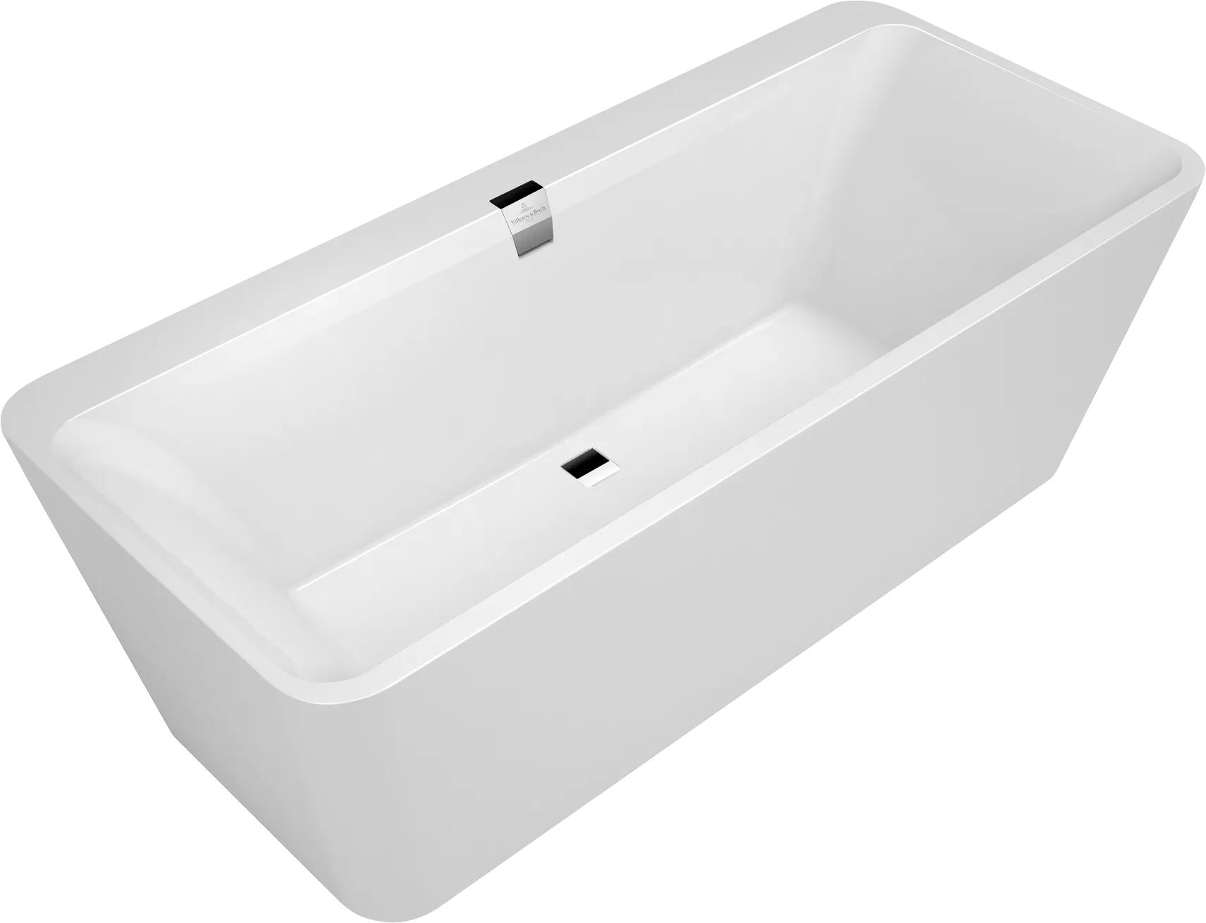 Villeroy & Boch Badewanne „Squaro Edge 12 Excellence“ freistehend rechteck 180 × 80 cm, Mittelablauf