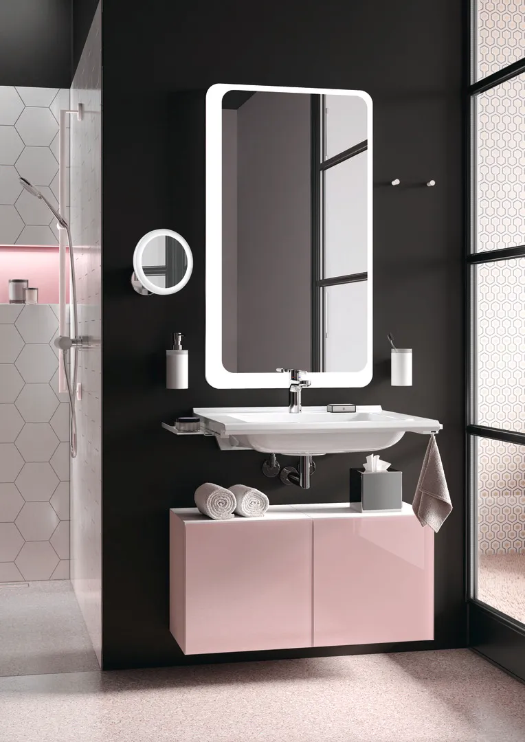 Glasbecher mit Halter, pulverbeschichtet weiß tiefmatt Glasbecher mit Halter, pulverbeschichtet weiß tiefmatt