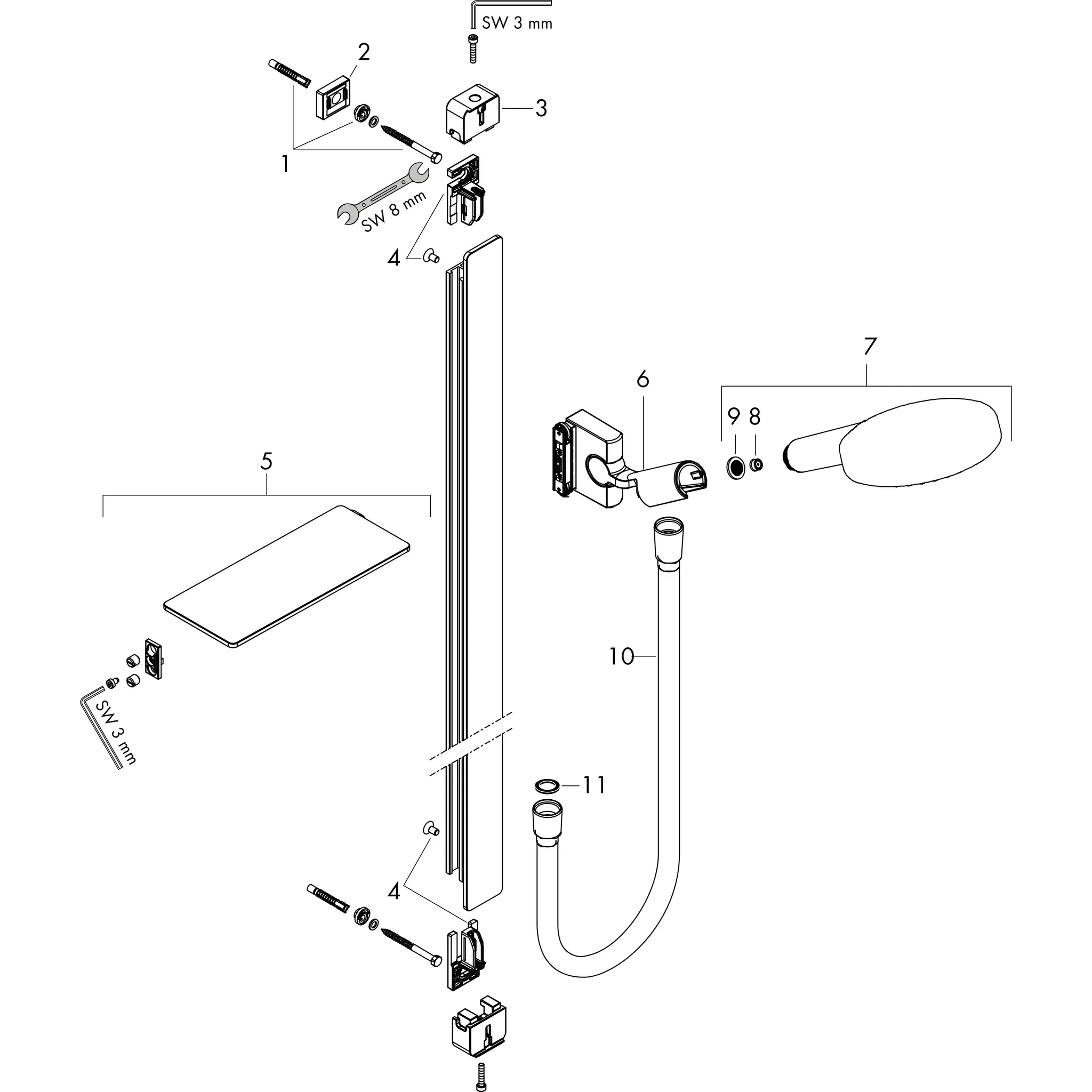 Brausenset Raindance Select S 120 EcoSmart Unica'E 900mm chrom