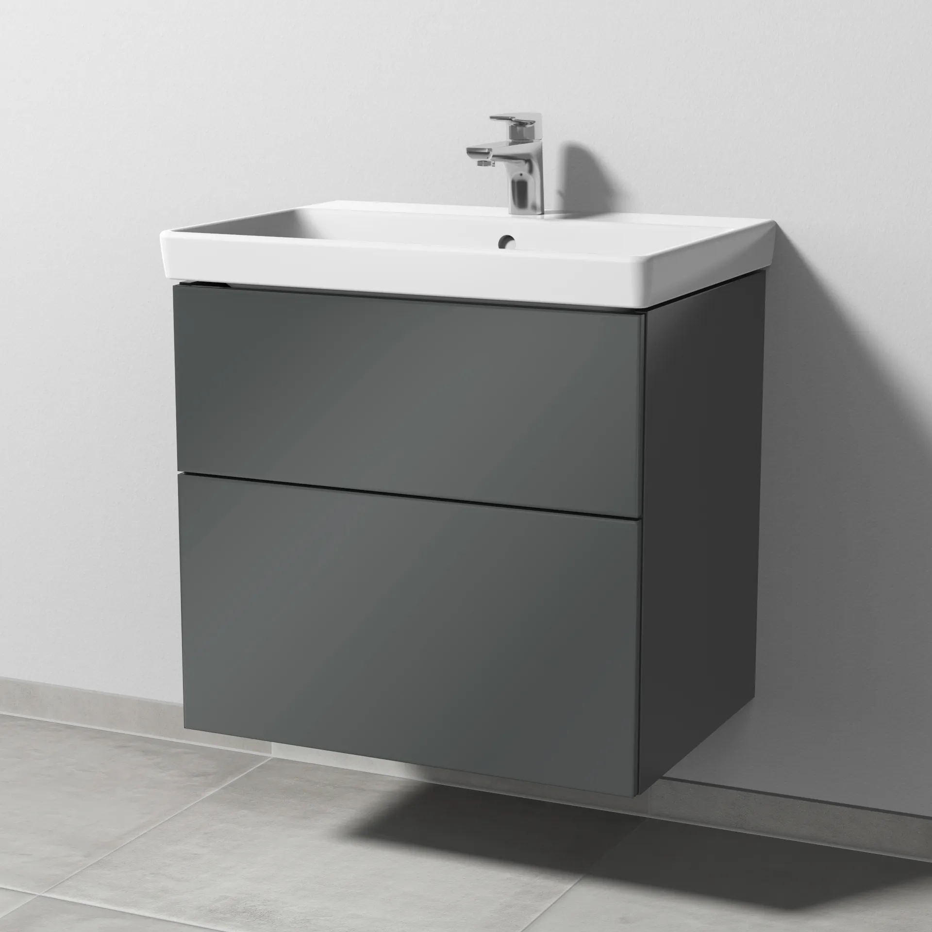 Waschtischunterbau mit Auszügen 3way (SF622) 580x625x452 Schwarz-Matt