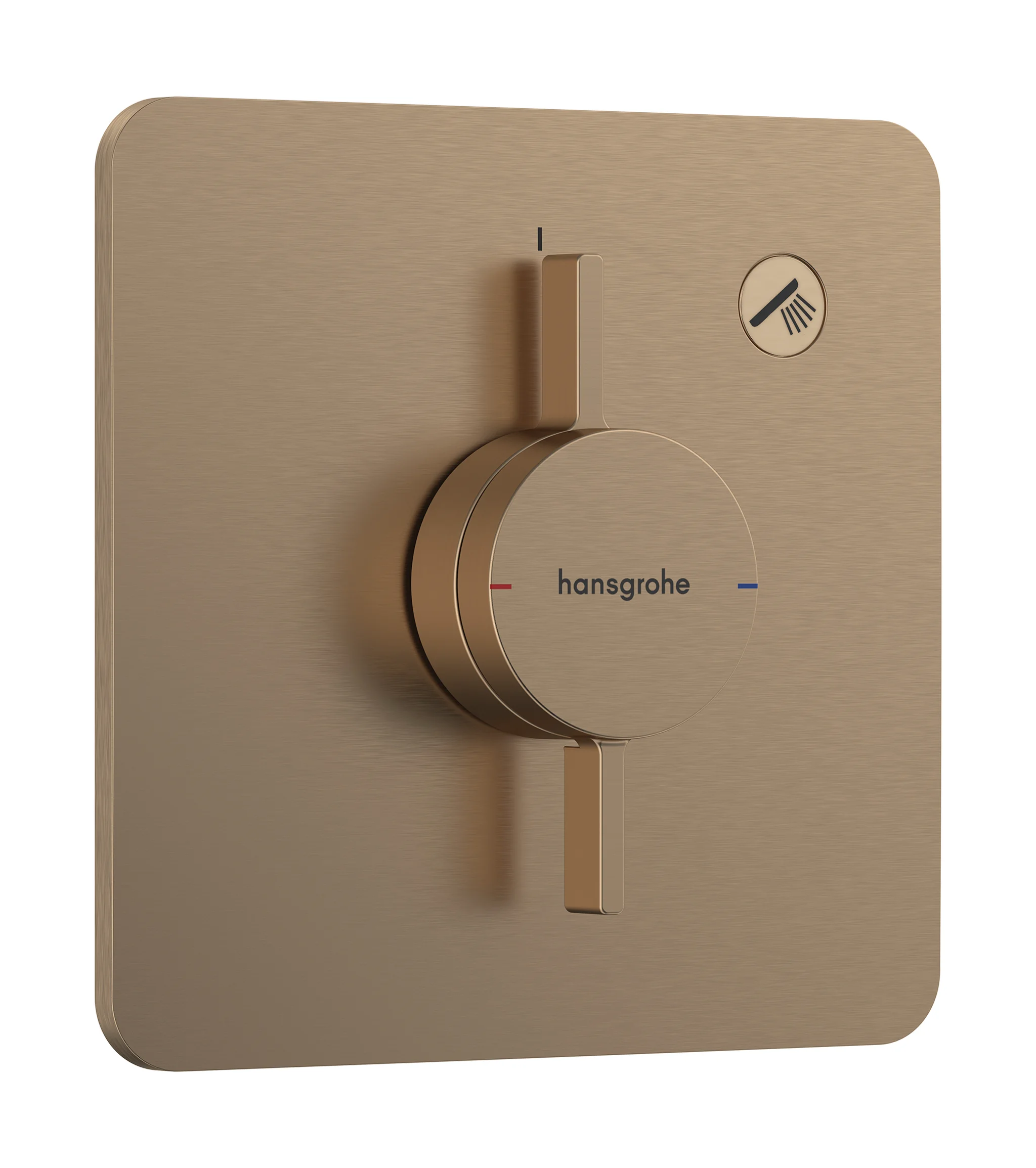 Hansgrohe DuoTurn Q Mischer Unterputz 1 Verbraucher Brushed Bronze, flache Rosette, einfache Installation, mit Taste Handbrause