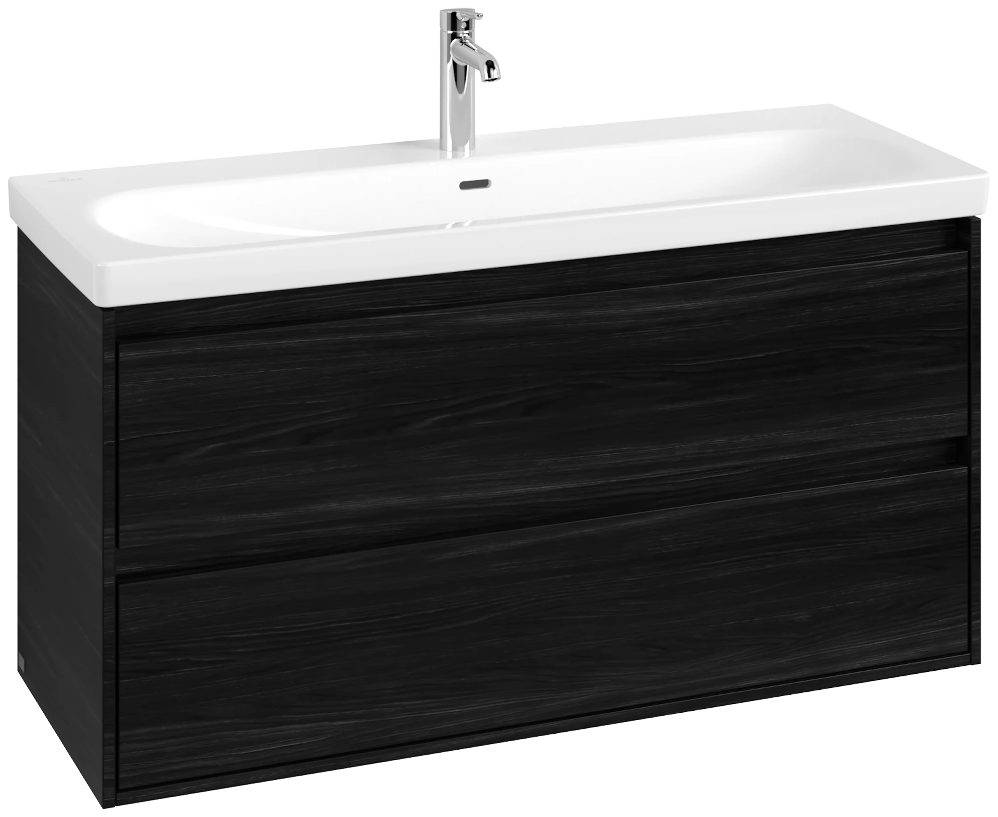 Villeroy & Boch Waschbeckenunterschrank Skyla, eckig, Black Oak, 1172 x 439 mm, Höhe 596 mm, mit SoftClosing, 2 Auszüge, mittige Wanneneinbauposition