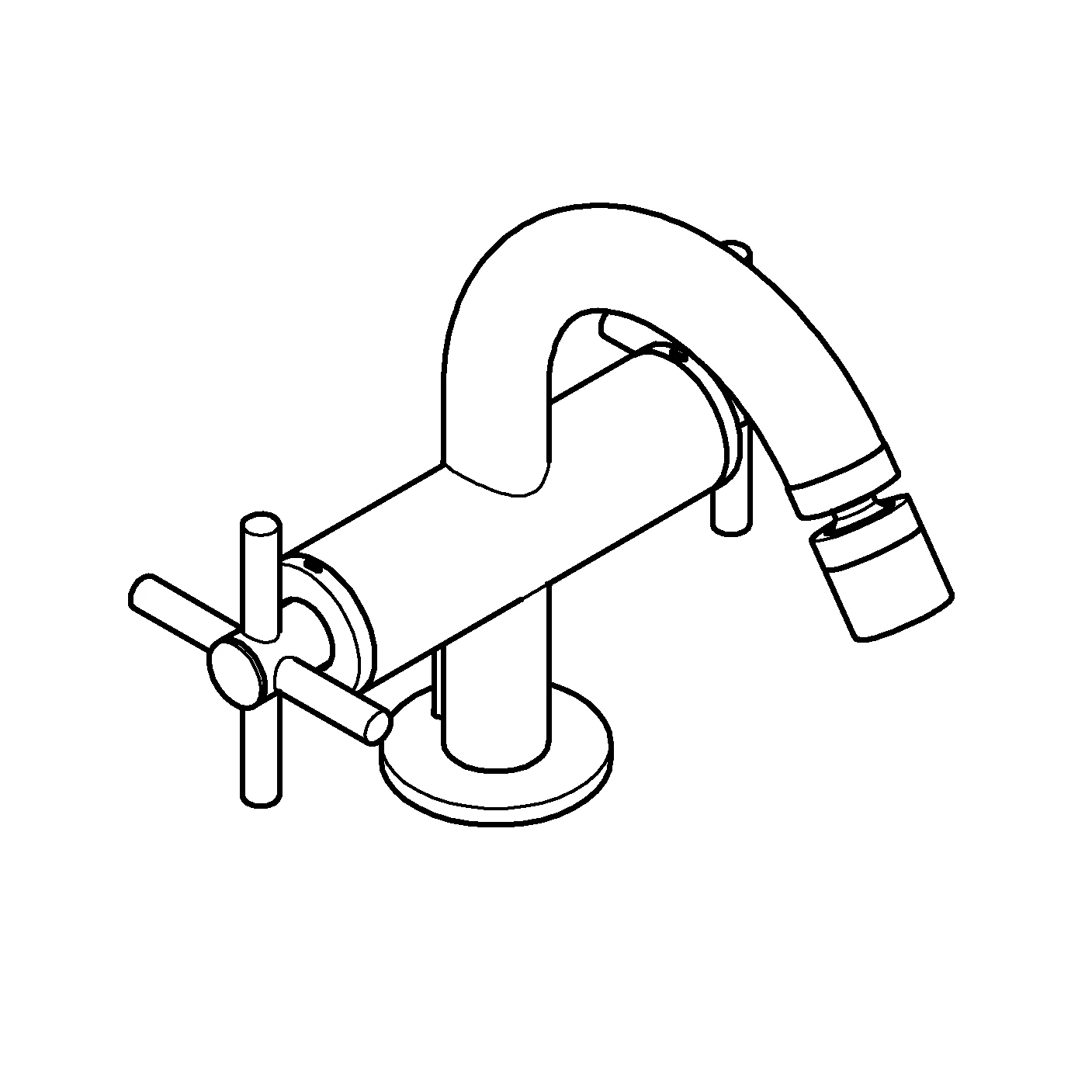 Zweigriff-Bidetbatterie Atrio 24353, Einlochmontage, mit Kreuzgriffen, Zugstangen-Ablaufgarnitur 1 1/4'', chrom