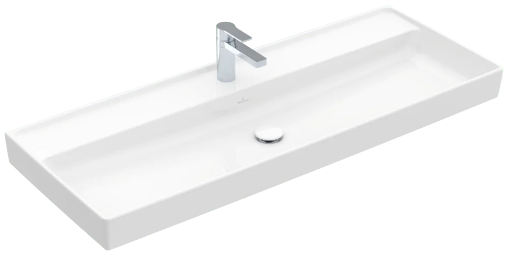 Villeroy & Boch Schrankwaschtisch Collaro, 1200x470x160 mm, glänzend weiß Alpin, TitanCeram, Metropolitan Stil, 3-Loch-Armatur, Wandmontage