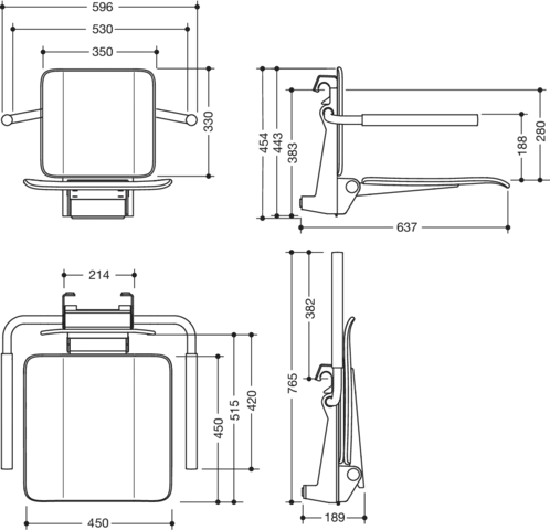 Einhängesitz „System 900“ in Schwarz tiefmatt / Schwarz matt Einhängesitz „System 900“ in Schwarz tiefmatt / Schwarz matt