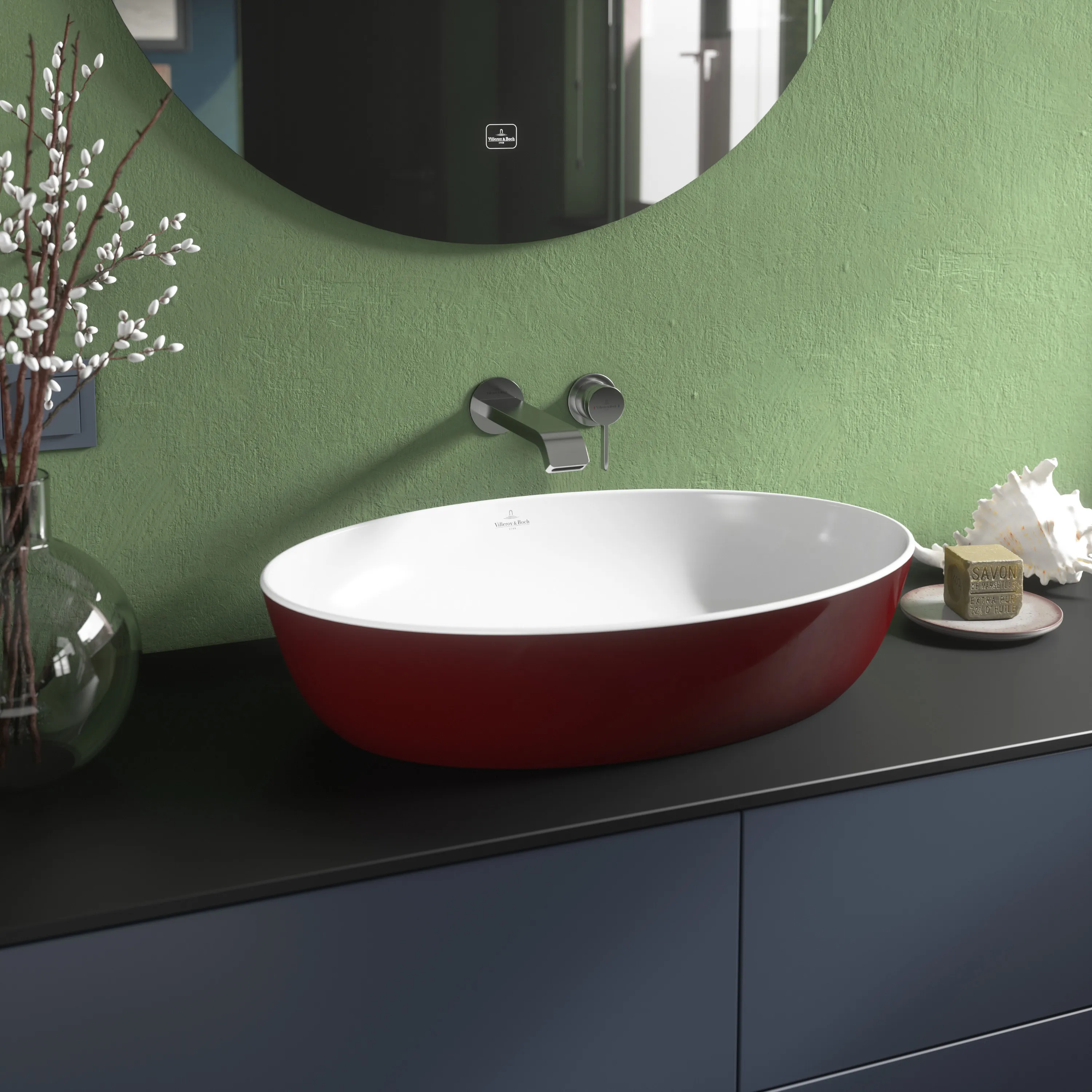 Villeroy & Boch Aufsatzwaschtisch aus TitanCeram „Artis“ 610 × 410 × 130 mm in Bordeaux Villeroy & Boch Aufsatzwaschtisch aus TitanCeram „Artis“ 610 × 410 × 130 mm in Bordeaux