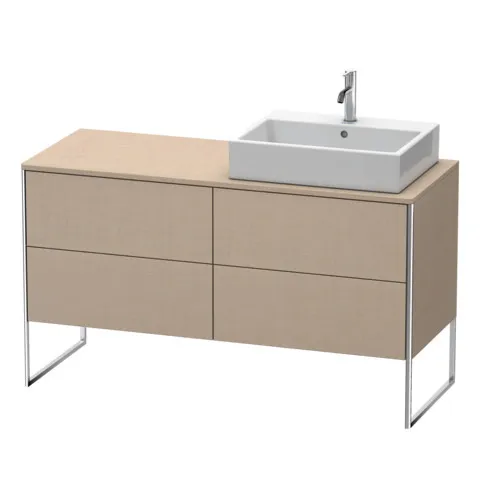 Duravit Waschtischunterschrank bodenstehend „XSquare“ 140 × 77,8 × 54,8 cm Becken: rechts / Front- & Korpusfarbe: Leinen / Größe: 140 × 54,8 × 77,8 cm / Oberfläche: Dekor / Profile: Chrom / Schubladen: 4 Duravit Waschtischunterschrank bodenstehend „XSquare“ 140 × 77,8 × 54,8 cm Becken: rechts / Front- & Korpusfarbe: Leinen / Größe: 140 × 54,8 × 77,8 cm / Oberfläche: Dekor / Profile: Chrom / Schubladen: 4