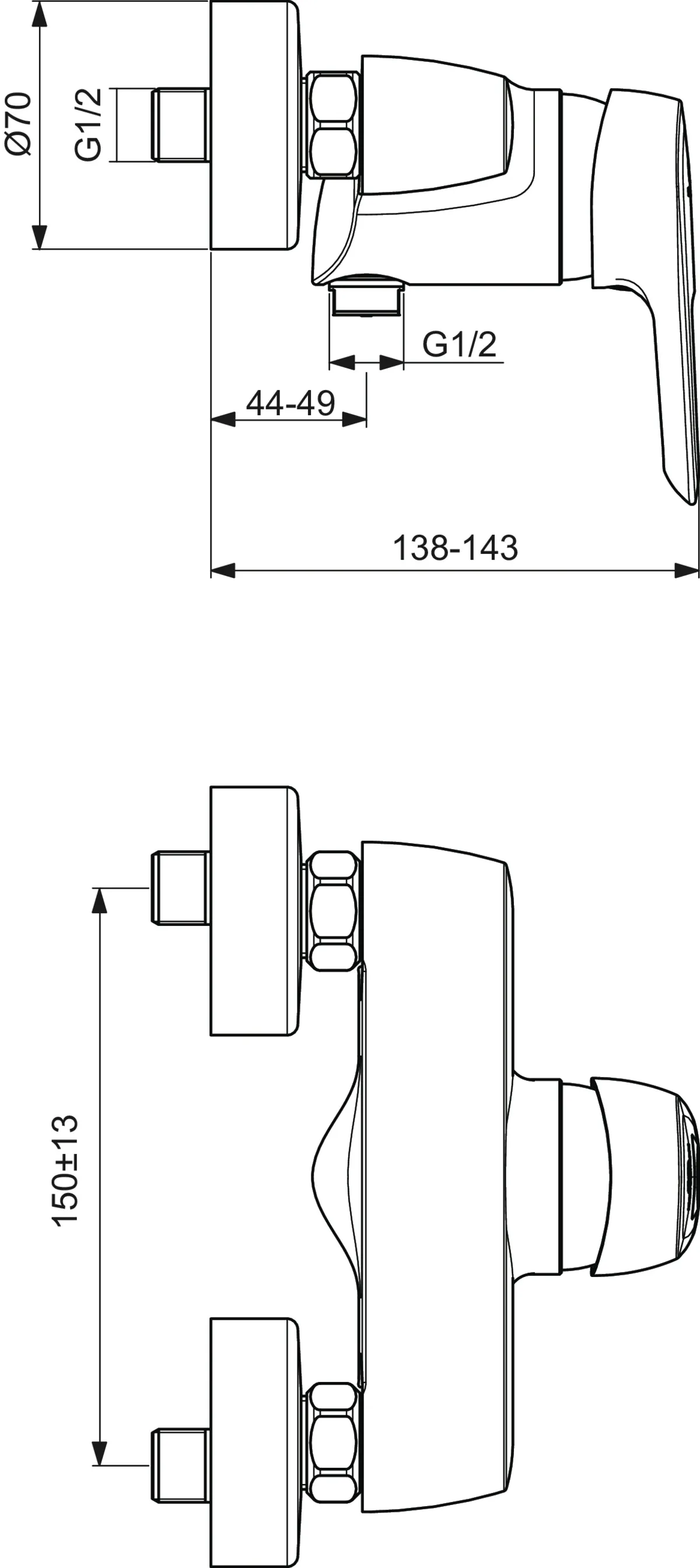 Brausearmatur Aufputz Ceramix, Chrom Brausearmatur Aufputz Ceramix, Chrom