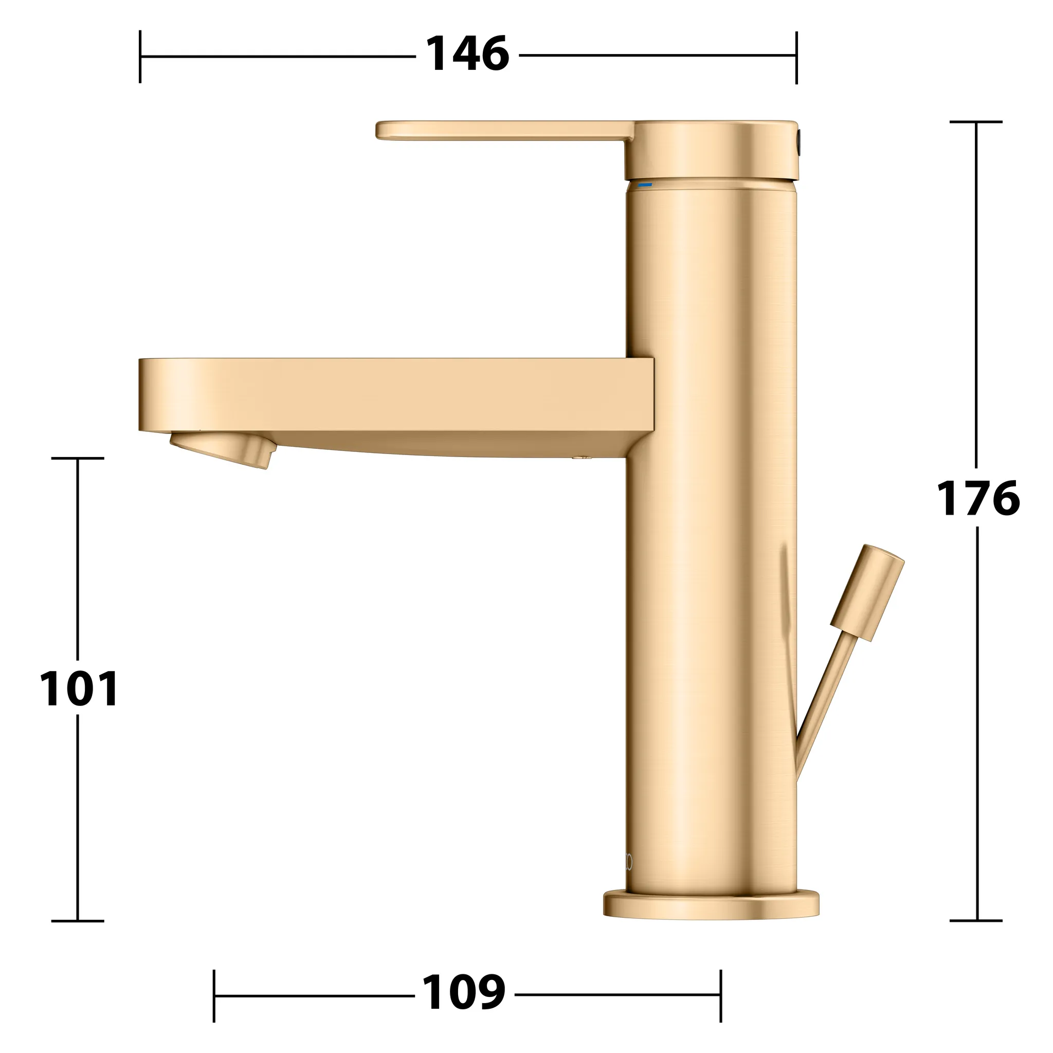 IXMO Einhebel-Waschtischmischer 100 IXMO Flat, Rosette rund Messing geb