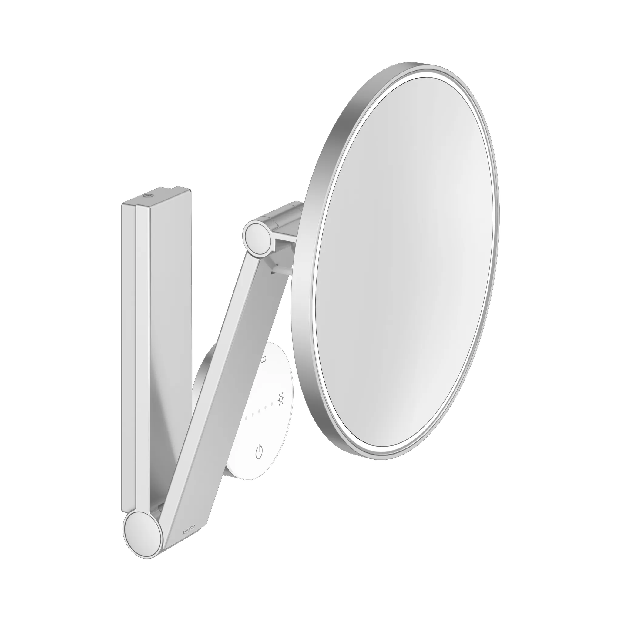 KEUCO Kosmetikspiegel mit Unterputz-Kabelführung „iLook_move“ Rund, mit Beleuchtung in Aluminium-finish, ⌀ 212 mm