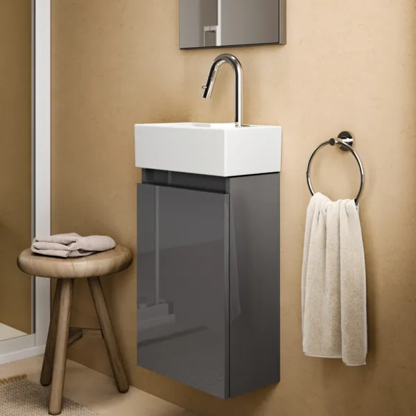 Ideal Standard Waschtischunterschrank „Eurovit+“ 35,4 × 55 × 20,2 cm Hochglanz grau lackiert Ideal Standard Waschtischunterschrank „Eurovit+“ 35,4 × 55 × 20,2 cm Hochglanz grau lackiert