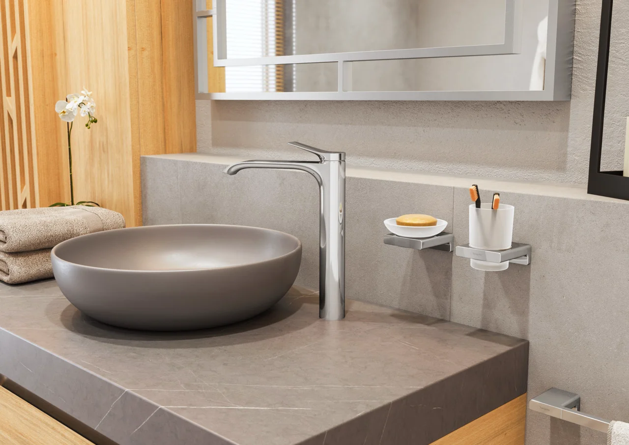 Hansgrohe AddStoris Q Seifenschale Chrom - Wandmontage, Mattglas, Metallhalterung, verdeckte Befestigung, Bohrloch 6 mm, Bohrabstand 26 mm