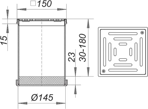 Terrassen-Aufsatz SES 15, Rost 5 mm, verschr., 150 x 150 mm Terrassen-Aufsatz SES 15, Rost 5 mm, verschr., 150 x 150 mm