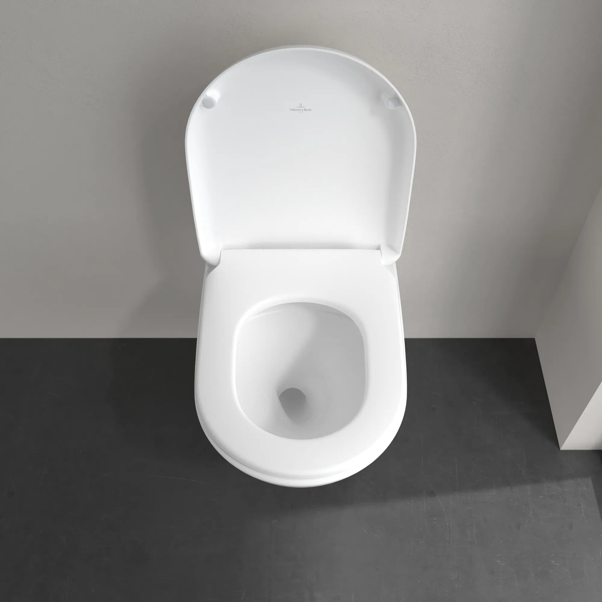 Villeroy & Boch Tiefspül-WC Antao 4674T0, spülrandlos, wandhängend, Stone White CeramicPlus, 370x560 mm, Höhe 355 mm, TwistFlush-Technologie