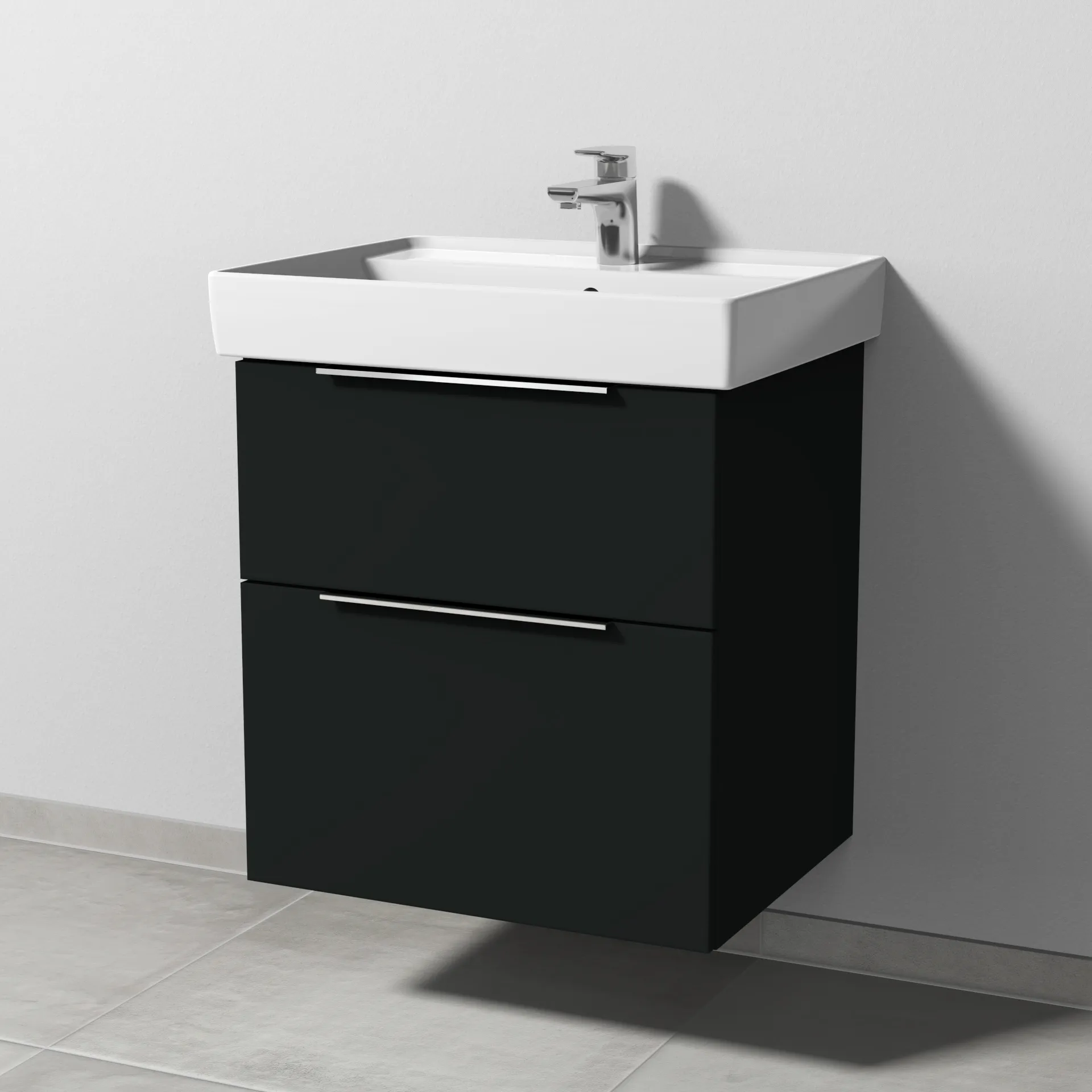 Sanipa Waschtischunterschrank „3way“ passend zu Keramik-Waschtische Collaro von Villeroy &Boch 550 × 588 × 447 mm in Vulkan (matt)