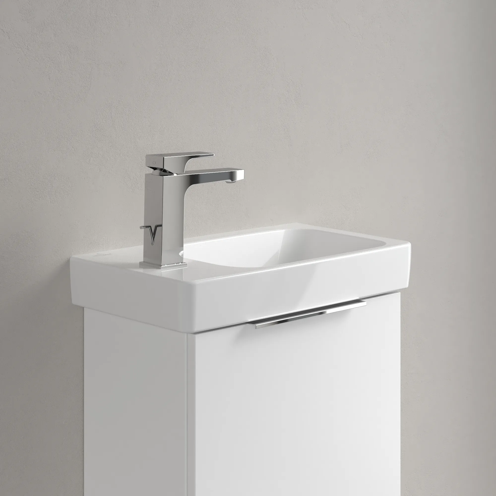 Villeroy & Boch Waschbecken „Architectura“ 480 × 275 × 138 mm, ohne Hahnlochbohrung, für Becken rechts in Weiß Alpin Villeroy & Boch Waschbecken „Architectura“ 480 × 275 × 138 mm, ohne Hahnlochbohrung, für Becken rechts in Weiß Alpin