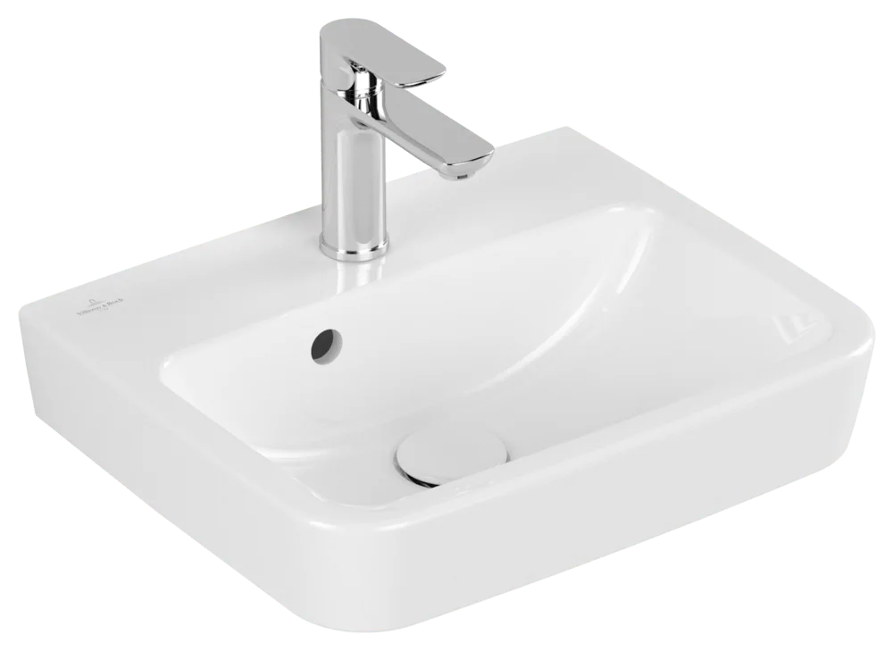 Villeroy & Boch Handwaschbecken O.novo, weiß Alpin AntiBac CeramicPlus, 450 x 370 mm, Höhe 160 mm, mit Überlauf, für 3-Loch-Armatur Villeroy & Boch Handwaschbecken O.novo, weiß Alpin AntiBac CeramicPlus, 450 x 370 mm, Höhe 160 mm, mit Überlauf, für 3-Loch-Armatur