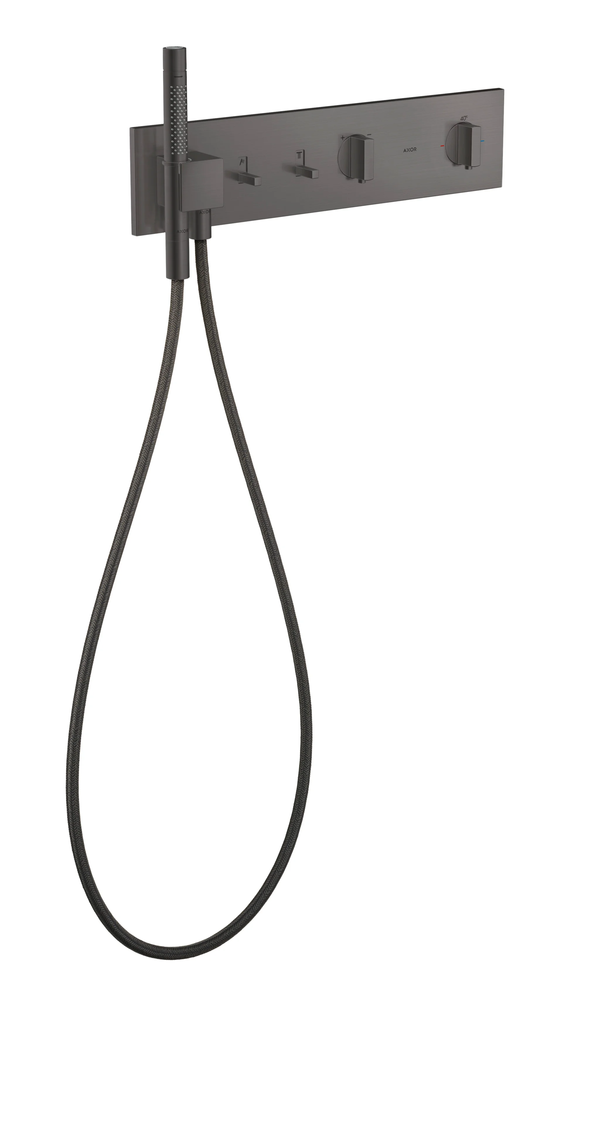 Hansgrohe AXOR ShowerComposition Thermostatmodul 470/110 Unterputz, Brushed Black Chrome, 2 Verbraucher, max. Durchfluss 32,7 l/min, min./max. Betriebsdruck 1/10 bar Hansgrohe AXOR ShowerComposition Thermostatmodul 470/110 Unterputz, Brushed Black Chrome, 2 Verbraucher, max. Durchfluss 32,7 l/min, min./max. Betriebsdruck 1/10 bar