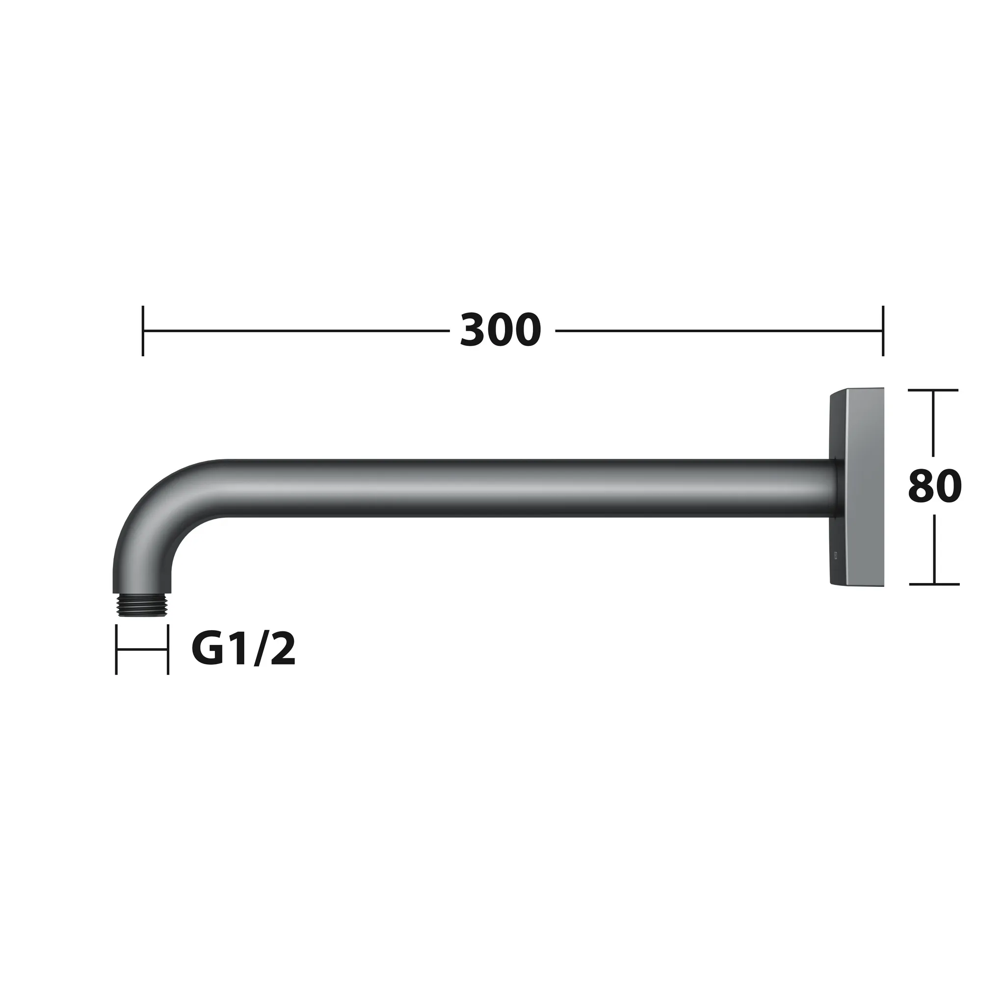 Edition 300 53088130302 Brausearm Wandanschluß eckig Ausladung 300 mm Schwarzchrom gebürstet